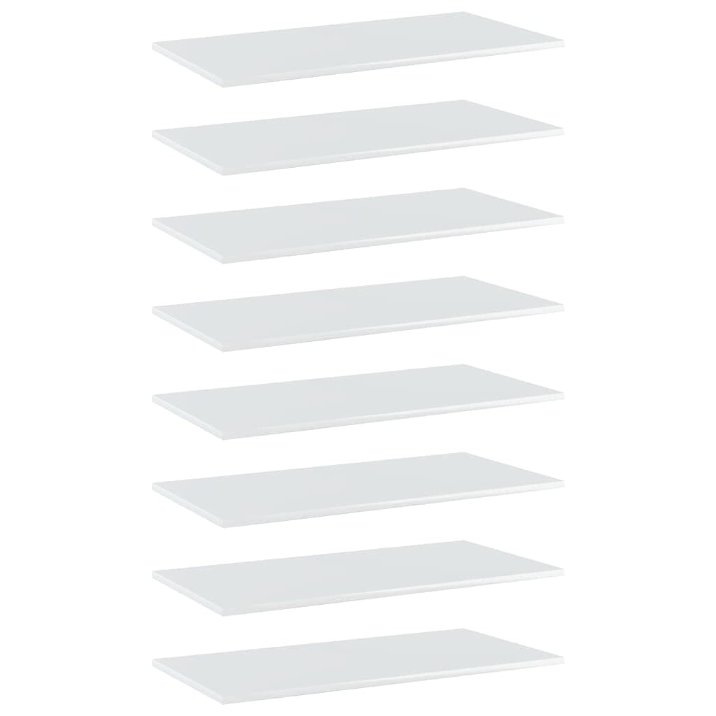 8-Piece Bookshelf Replacement Boards - High Gloss White Chipboard Shelf Panels 31.5