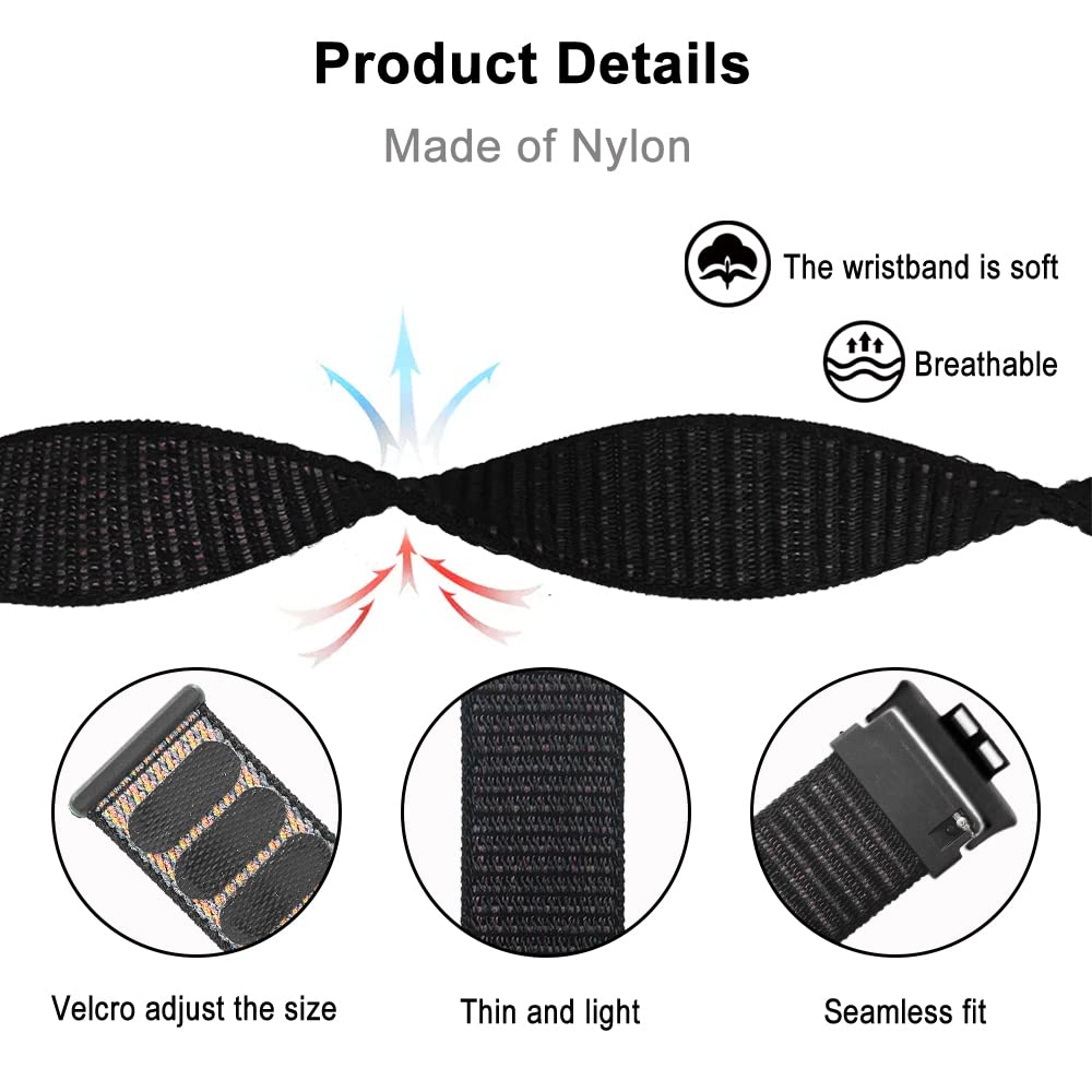 Niboow Nylon Strap for Huawei Watch Fit - Soft, Lightweight, Breathable Velcro Watch Band for Men, Women & Kids | Perfect for Sports, Workouts & Everyday Wear