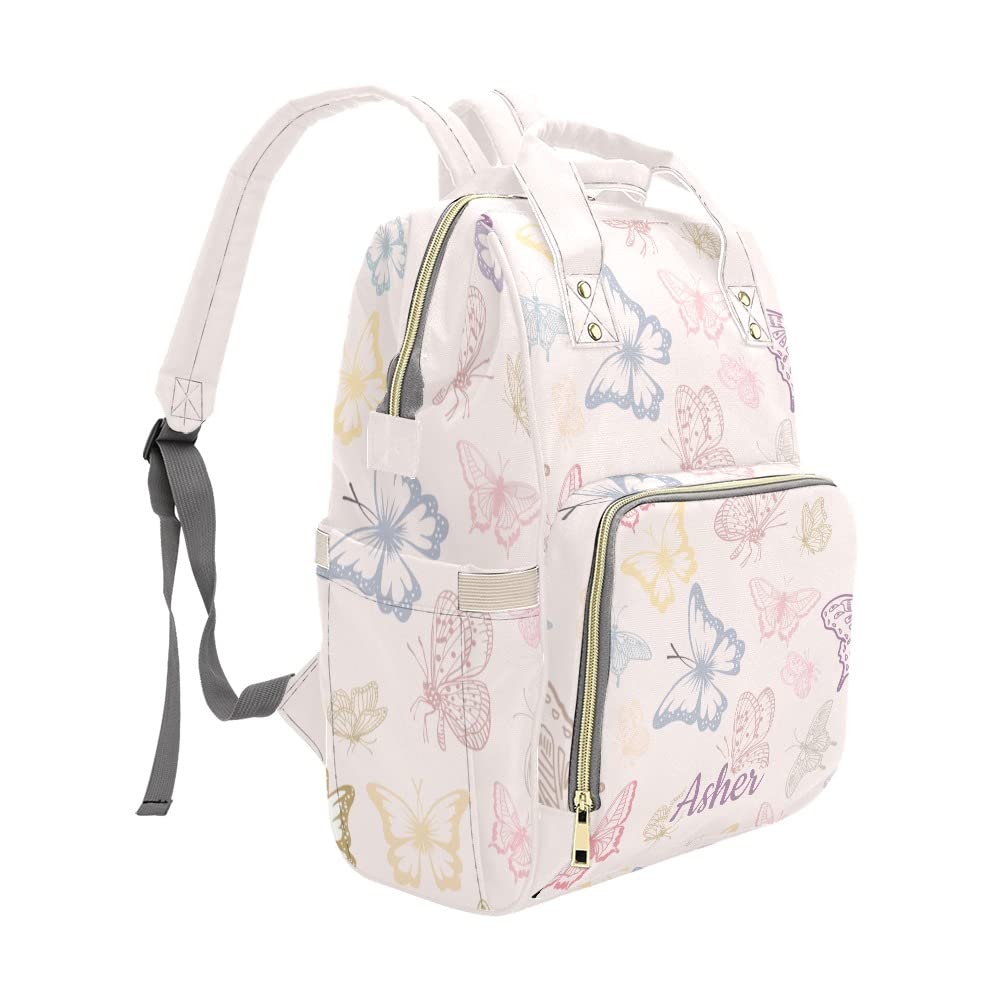 Custom Personalized Diaper Backpack for Baby Girls & Boys - Colorful Travel Nappy Bag with Name Embroidery, Large 15