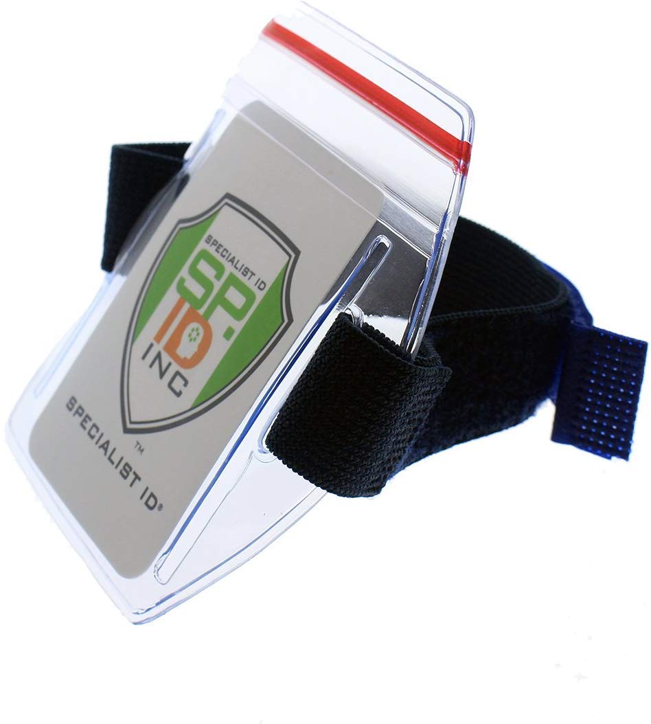 25 Pack Heavy Duty Waterproof ID Badge Holder with Resealable Zipper & Adjustable Armband - Secure Top Loading Badge Holder for Ski Pass, Lift Tickets, Work ID, Events & Outdoor Activities