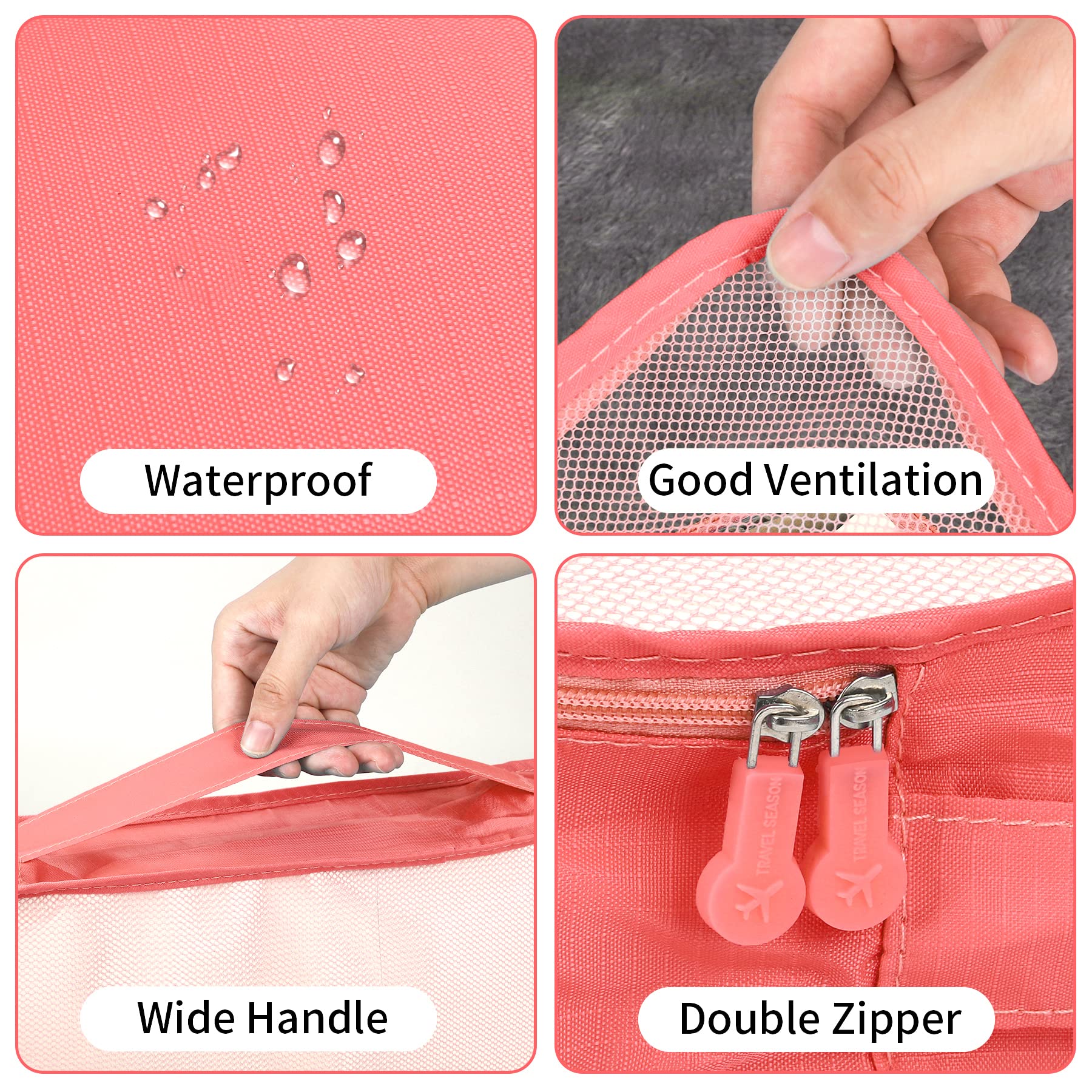 Coolzon 6-Piece Watermelon Red Packing Cube Set - Travel Organizer Cubes for Luggage & Suitcases - Perfect for Vacations, Business Trips & Weekend Getaways