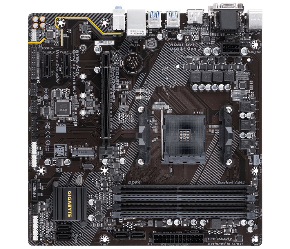 Gigabyte GA-A320MA-M.2 AMD Ryzen AM4 Micro ATX Motherboard - Perfect for Gaming PC Builds & Home Office Workstations
