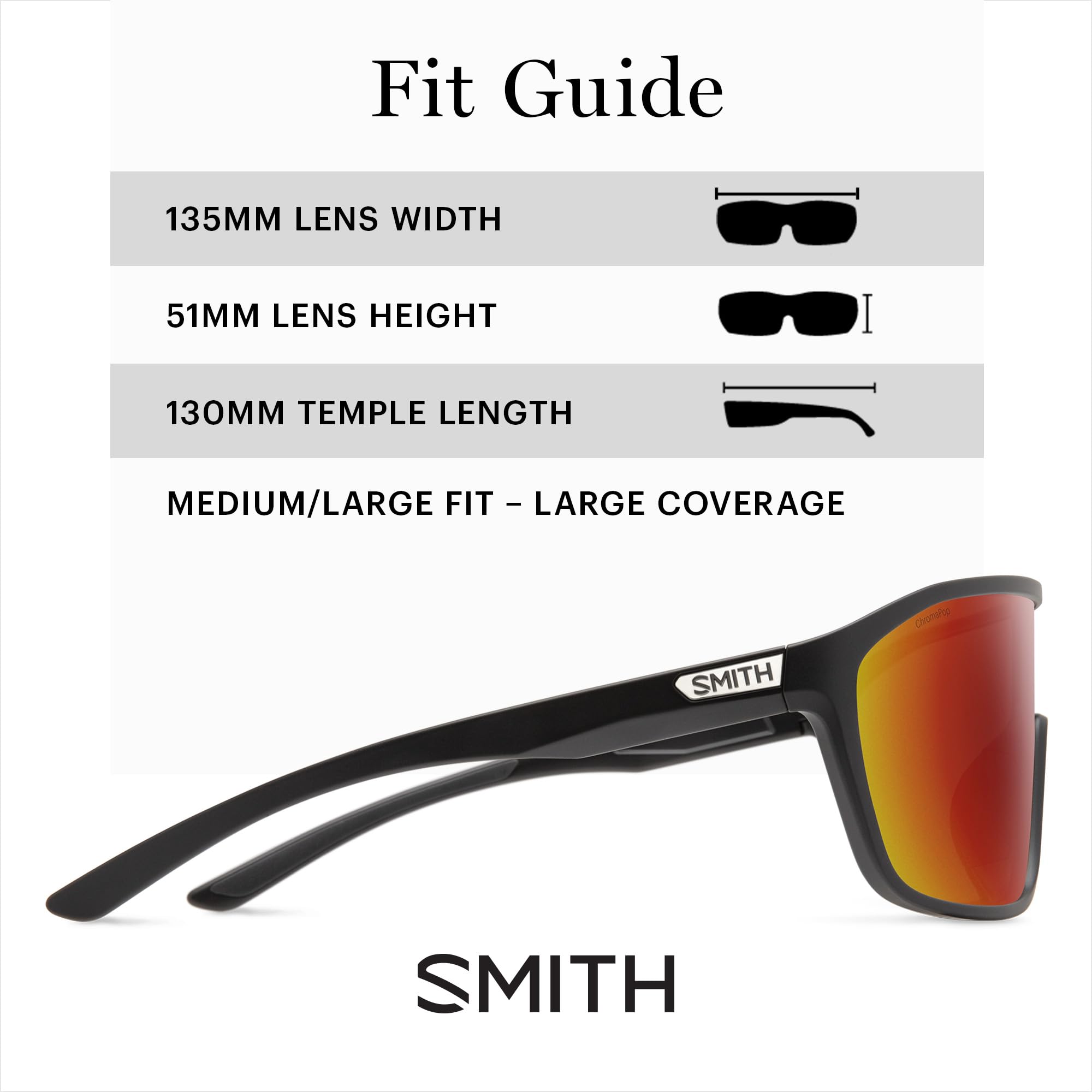 SMITH Boomtown Sunglasses with ChromaPop Shield Lens - Polarized Performance Sports Sunglasses for Men & Women - Perfect for Running, Cycling & Outdoor Adventures