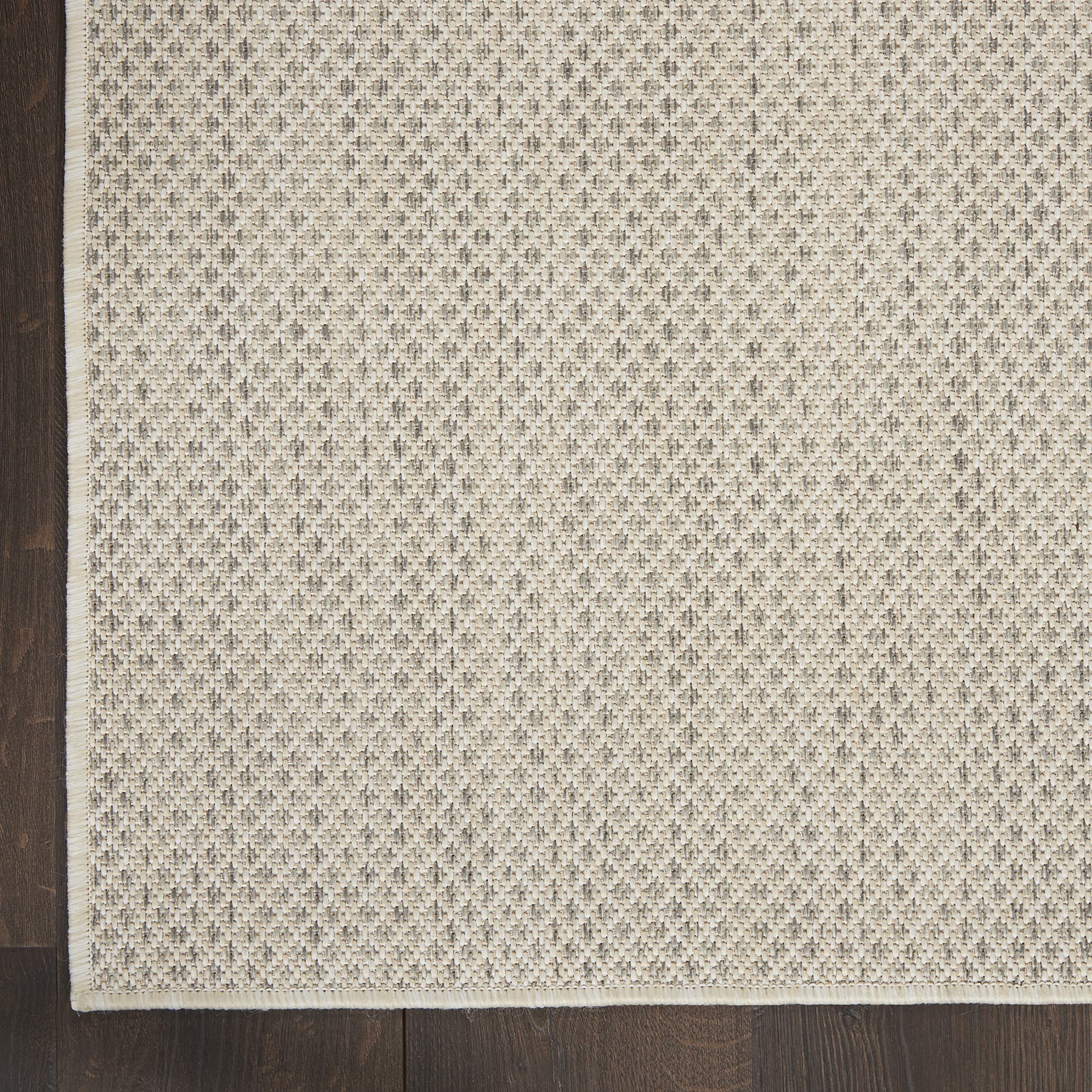 Nourison Courtyard 7' x 10' Indoor/Outdoor Area Rug - Ivory Silver Geometric Design, Easy to Clean & Non-Shedding | Perfect for Living Room, Bedroom, Dining Room, Deck, Patio & Backyard | Adds Style & Comfort to Your Home Decor