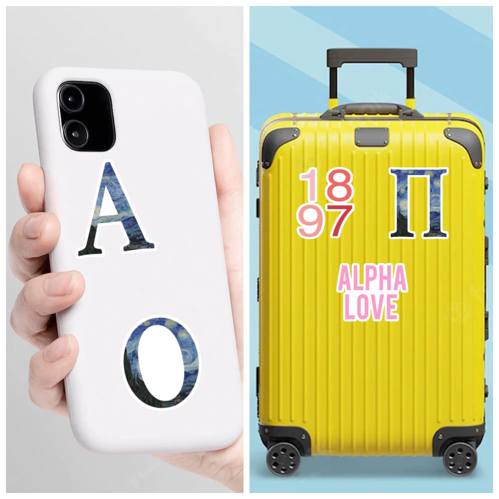 20 Pack Colorful Aoiii Vinyl Stickers - Waterproof Alpha Decal for Laptop, Water Bottle, Phone, Luggage & Car | Aesthetic Omicron Pi Stickers for Skateboard, Bumper & DIY Crafts - Perfect for School, Office & Personalizing Your Belongings