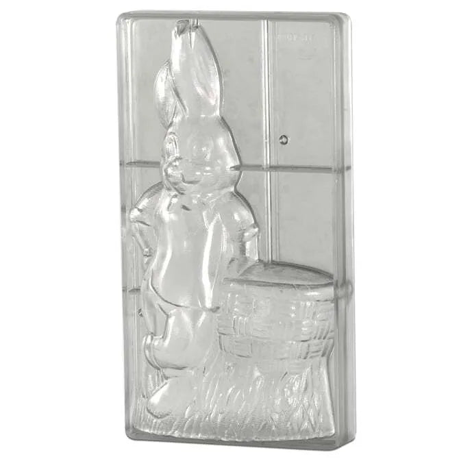 13.5 Inch Easter Rabbit with Basket - 2 Piece Mold for DIY Chocolate, Candy, and Soap Making - Perfect for Easter Decorations and Holiday Crafts