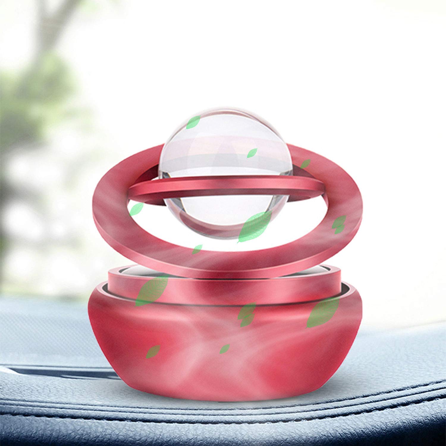 Solar Powered Car Air Freshener - Auto-Rotating Air Purifier for Car Interior, Red | Eliminate Odors & Freshen Air While Driving