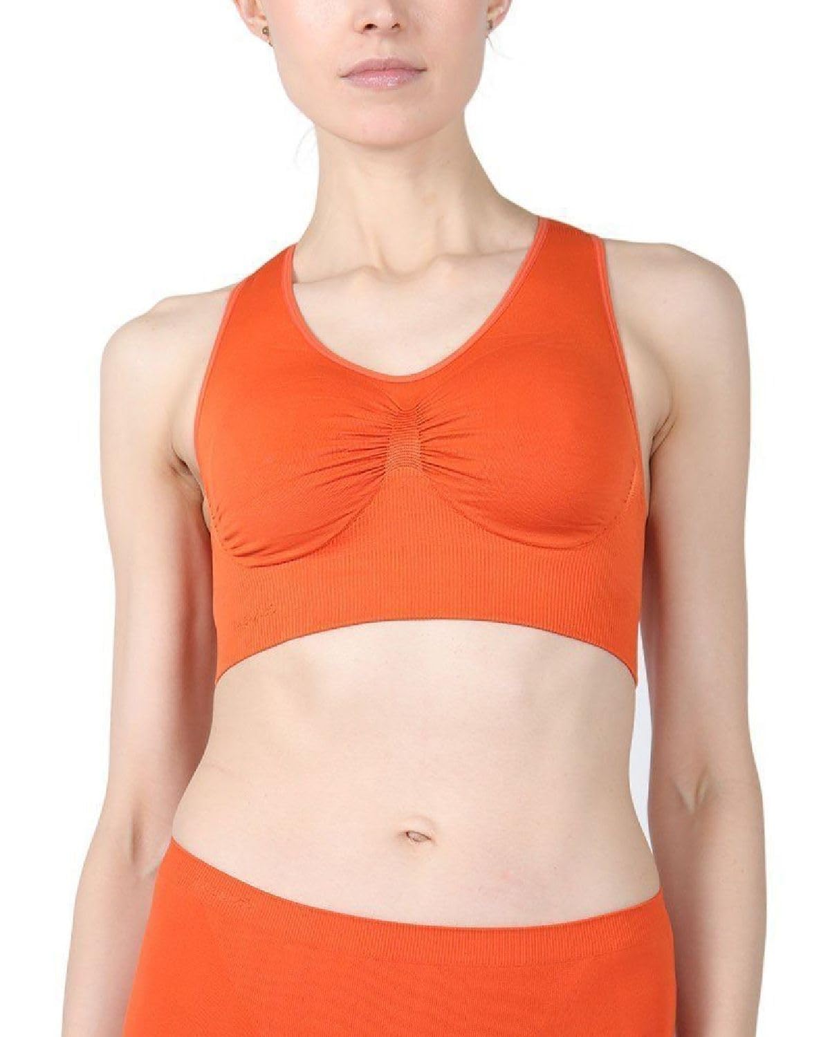 SlimMe Racerback Sports Bras for Women - Seamless Comfortable Compression Workout Bra - Small to Q2 Sizes - Perfect for Yoga, Running & Gym Fitness Activities