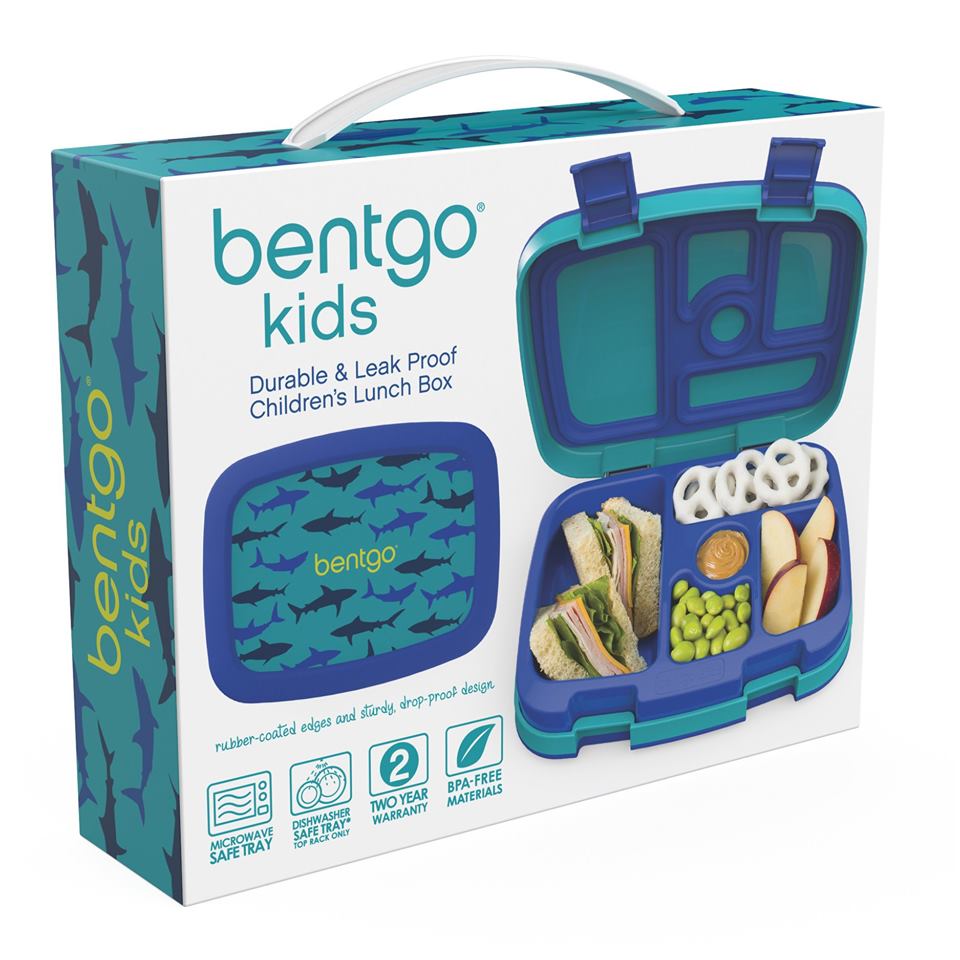 Bentgo Kids Shark Lunch Box - Leak-Proof, BPA-Free, Durable & Fun Shark-Themed Lunch Container for School, Picnics & Travel