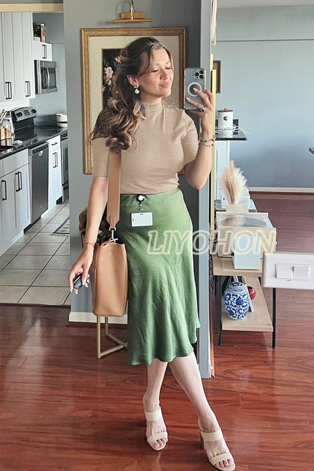 LIYOHON Women's Dressy Casual Mock Turtleneck Short Sleeve T-Shirt - Business Office Wear & Going Out Tops 2025 - Perfect for Work, Date Night and Casual Outings