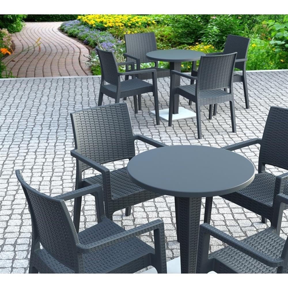 Dark Gray Compamia Ibiza Patio Dining Arm Chairs (Set of 2) - Outdoor Furniture for Garden, Poolside, and Backyard Relaxation