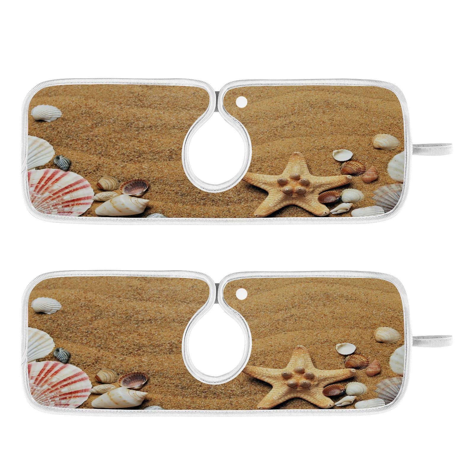 2-Pack Kitchen Faucet Absorbent Mats - Shell & Starfish Design Sink Splash Guard, Reusable Microfiber Drip Catcher (23x5 Inch) | Countertop Protector & Water Drying Pad for Beach-Themed Bathrooms & Coastal Kitchens | Perfect for Preventing Water Damage & Keeping Countertops Dry