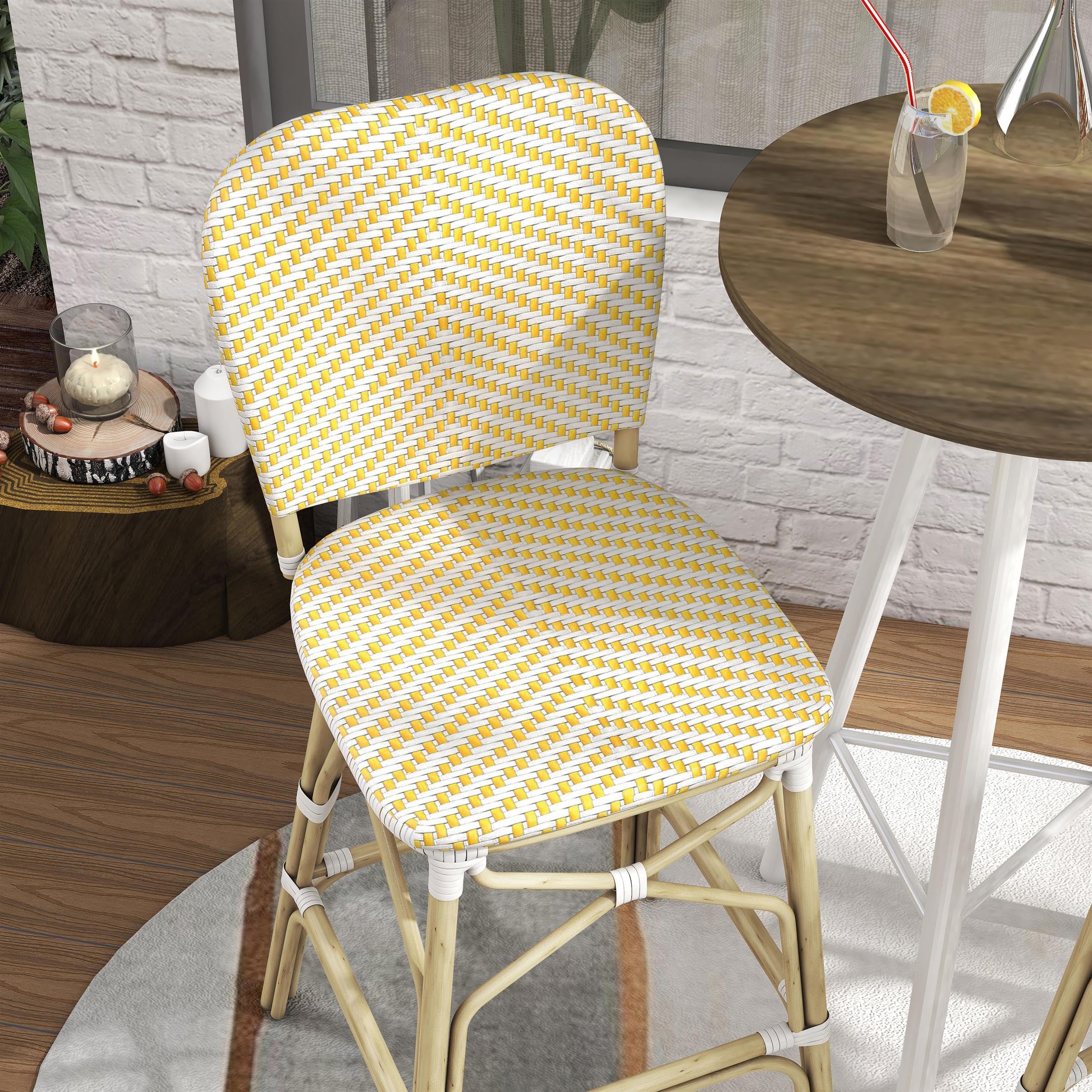 Furniture of America Adino Aluminum Patio Bar Chairs (Set of 2) - Yellow Outdoor Dining Chairs for Backyard, Poolside & Garden Seating
