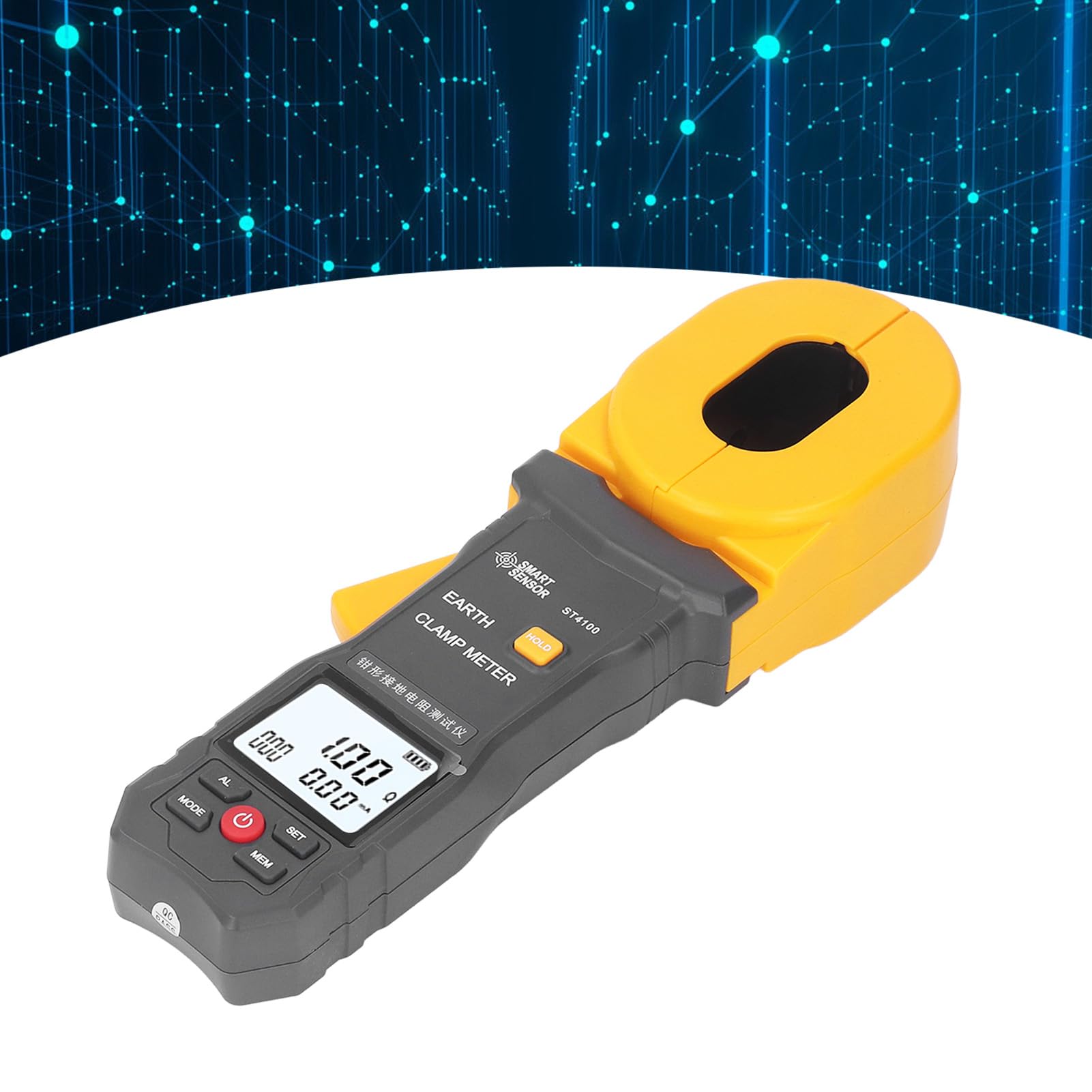 Digital Clamp Ground Resistance Tester - LCD Display, Auto Power Off, 0.01-200Ω Range for Electrical Systems | Ideal for Power Grids, Telecommunications, Meteorology & Oil Field Applications