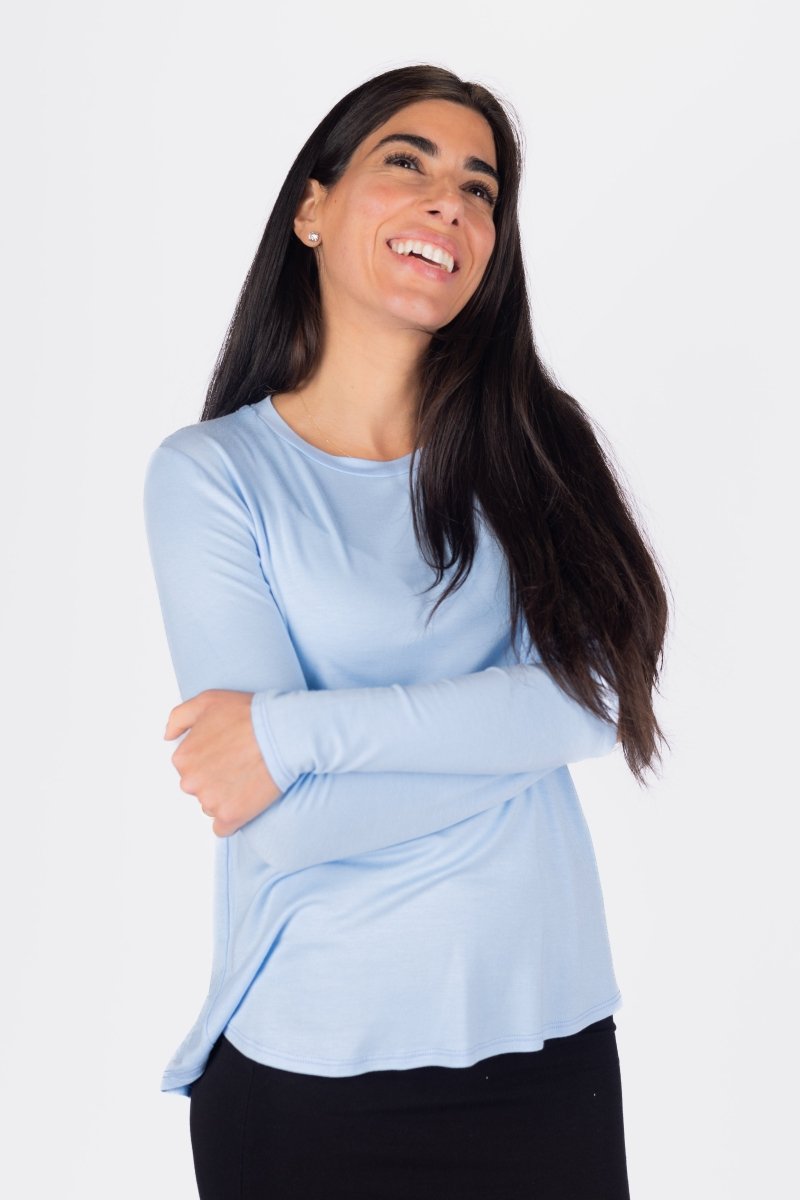 Phoebe Tee - Soft Cotton Women's T-Shirt in Ice Blue | Casual Everyday Wear & Layering Essential