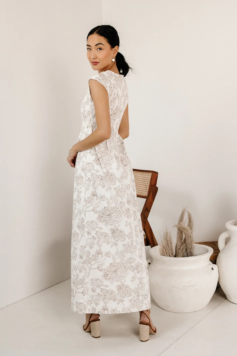 Elias Smocked Maxi Dress for Women - Flowy Summer Boho Dress with Ruffles & Puff Sleeves | Perfect for Beach Vacations, Weddings & Date Nights