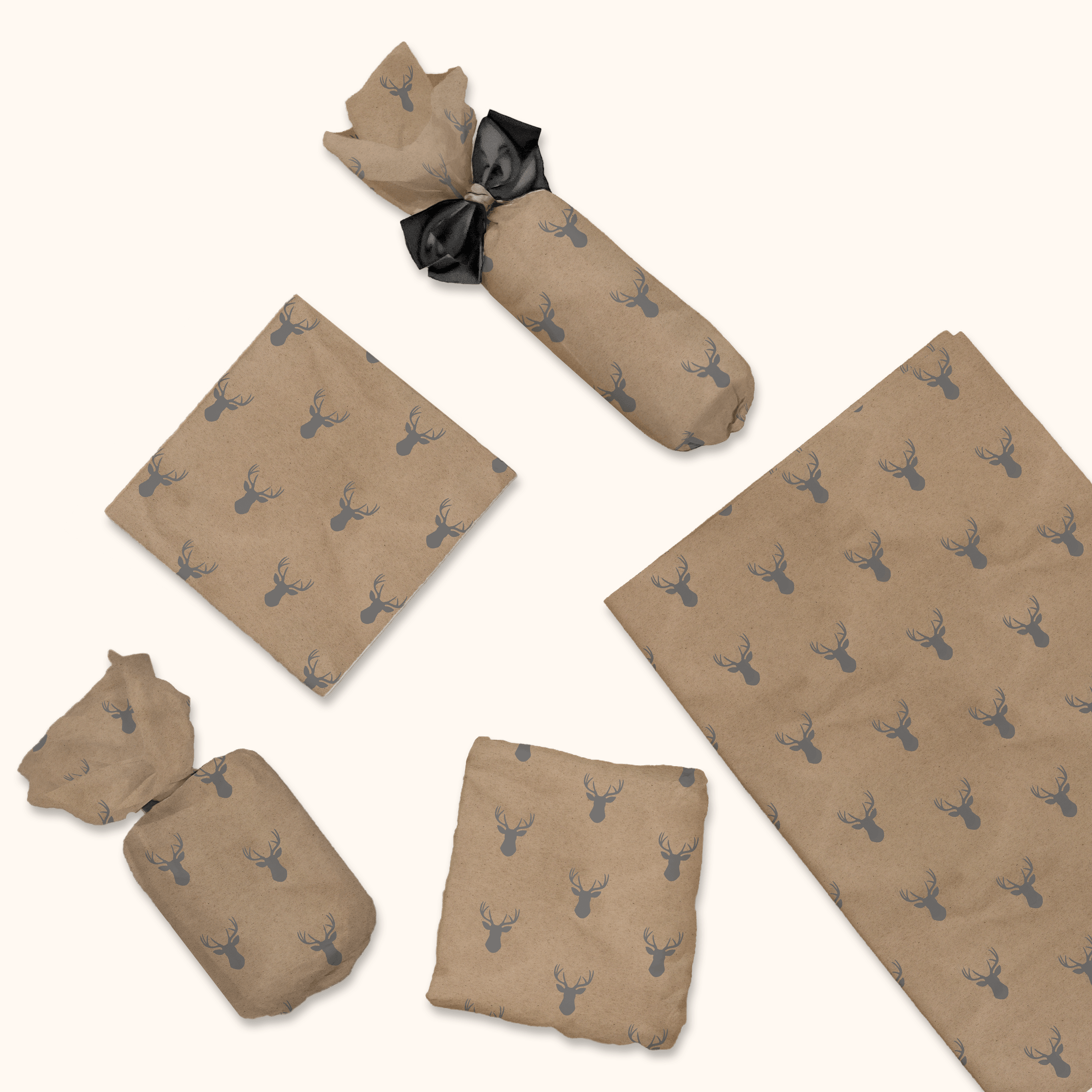Premium Charcoal Deer Print Tissue Paper - Eco-Friendly Gift Wrapping & Party Decor for Birthdays, Weddings, Baby Showers
