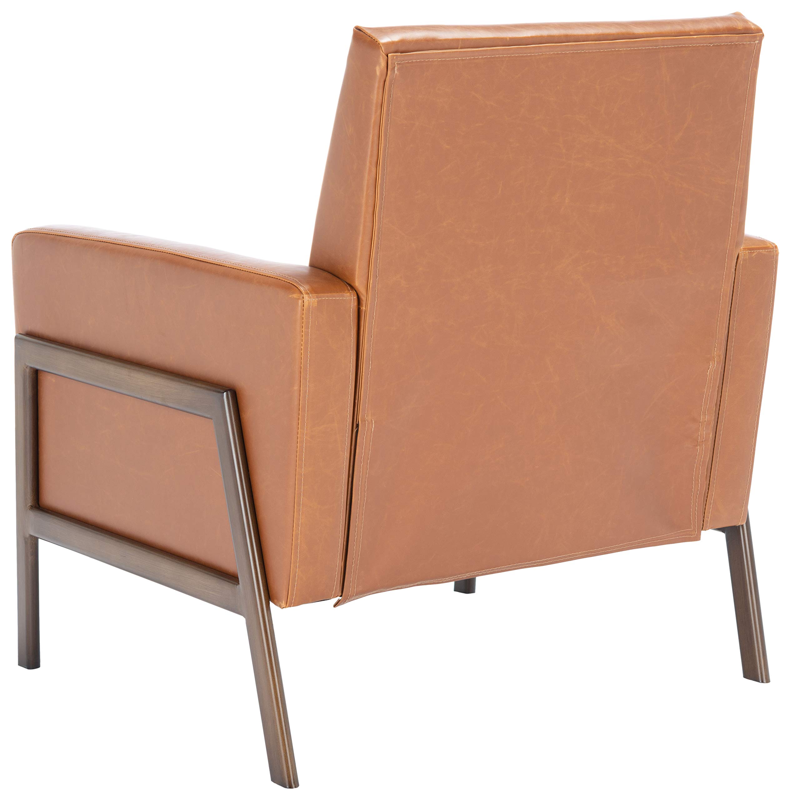 SAFAVIEH Roald Faux Leather Accent Club Chair ACH6209C - Light Brown/Antique Coffee - Modern Living Room Furniture for Home Office, Lounge & Reading Nook