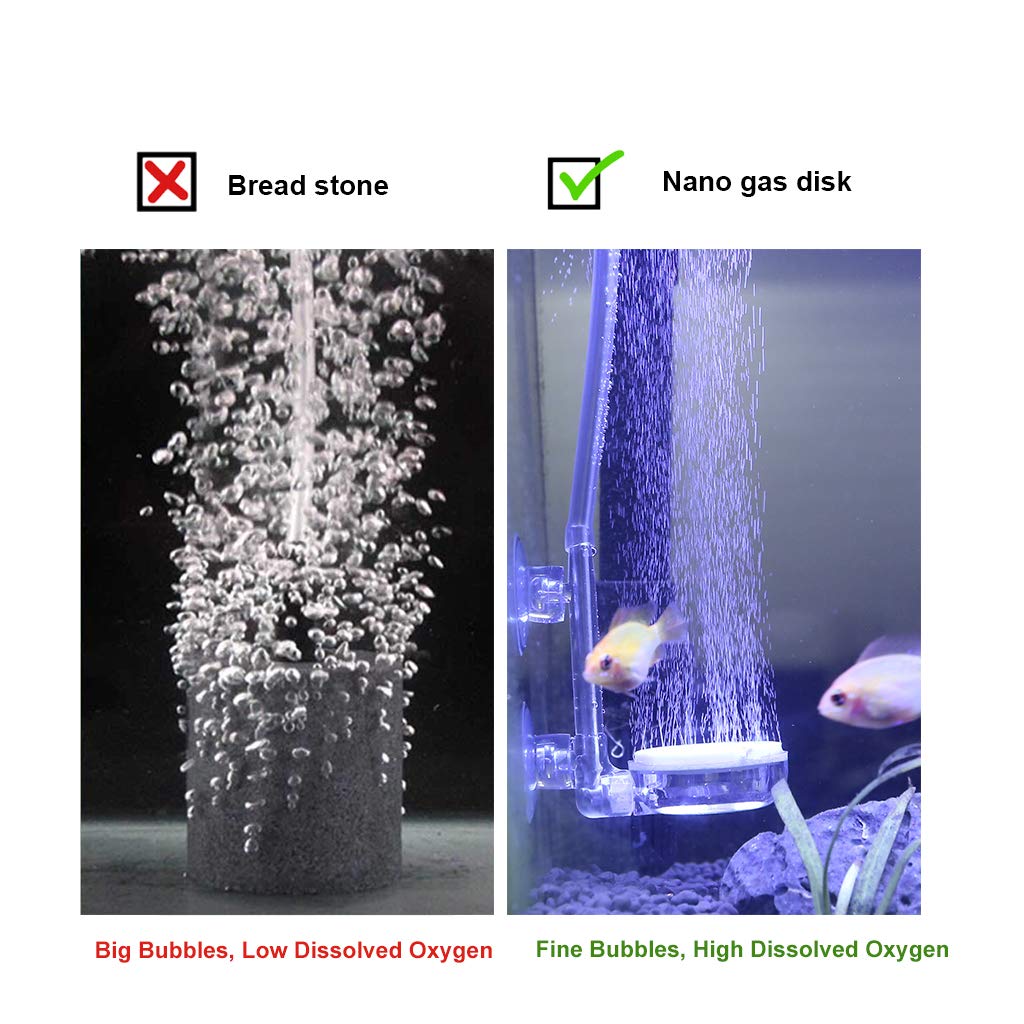 UPETTOOLS Aquarium Air Stone Kit - Nano Bubble Diffuser with Control Valve for Betta Fish & Small Tanks | Ultra Quiet, High Oxygen Dissolution | Creates Micro Bubbles for Healthy Fish | Perfect for Home, Office & Classroom Aquariums