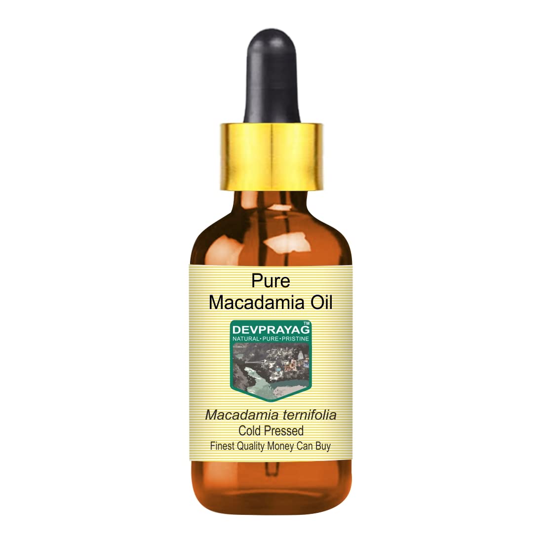 Pure Cold-Pressed Macadamia Oil (Macadamia Ternifolia) 15ml - 100% Natural Therapeutic Grade with Glass Dropper - For Hair, Skin & Nail Care - Moisturizer & Massage Oil