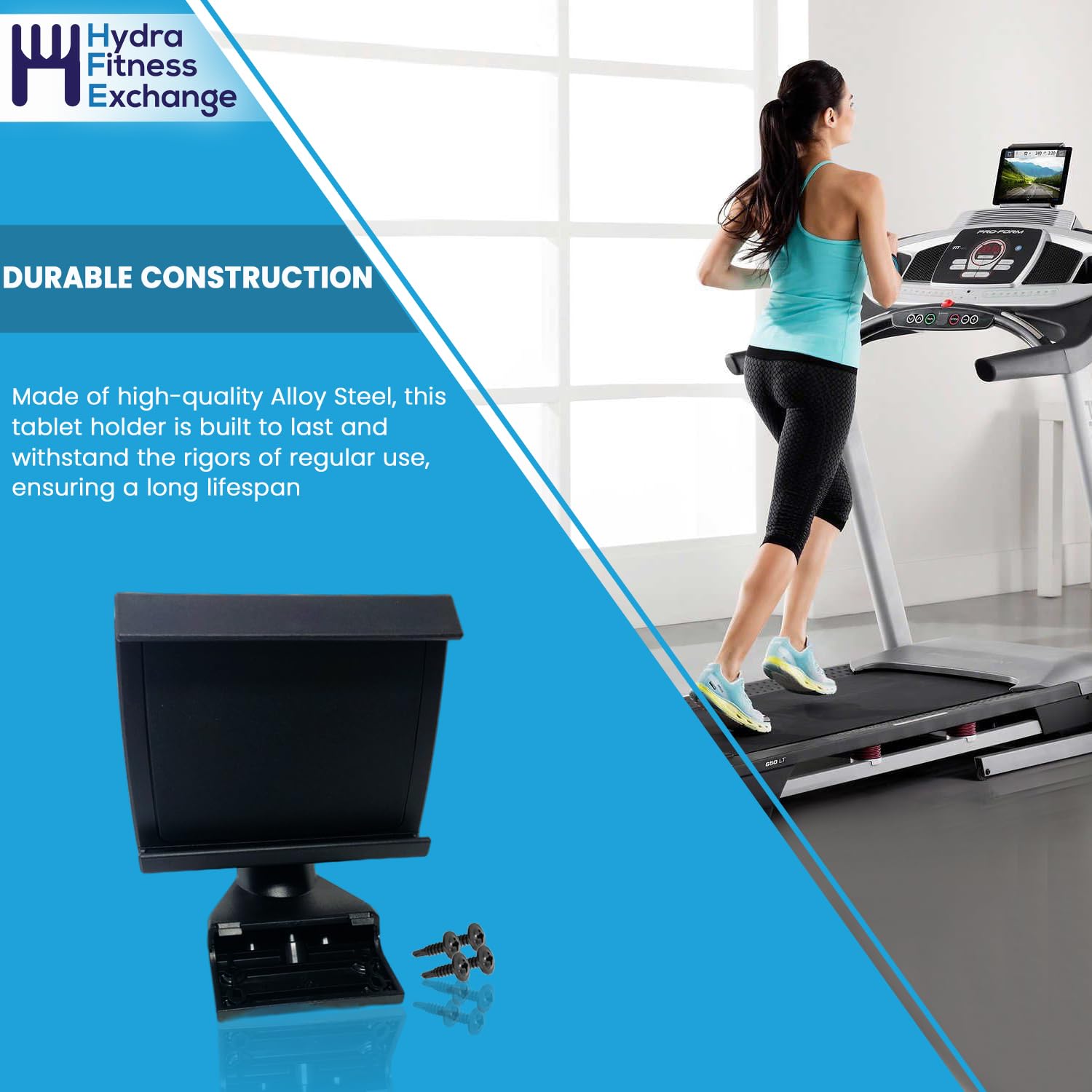 Hydra Fitness Exchange Tablet Holder with Screws 410314 - Compatible with 1750 NTL141190 Treadmill - Perfect for Watching Videos & Tracking Workouts While Running