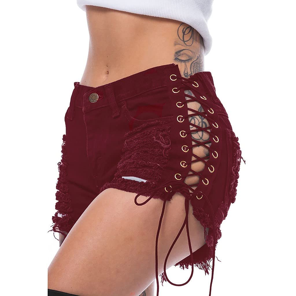 Women's Stretch Denim Shorts - Distressed Frayed Edge Ripped High Waist Summer Shorts | Casual Outfit for Beach, Party & Everyday Wear