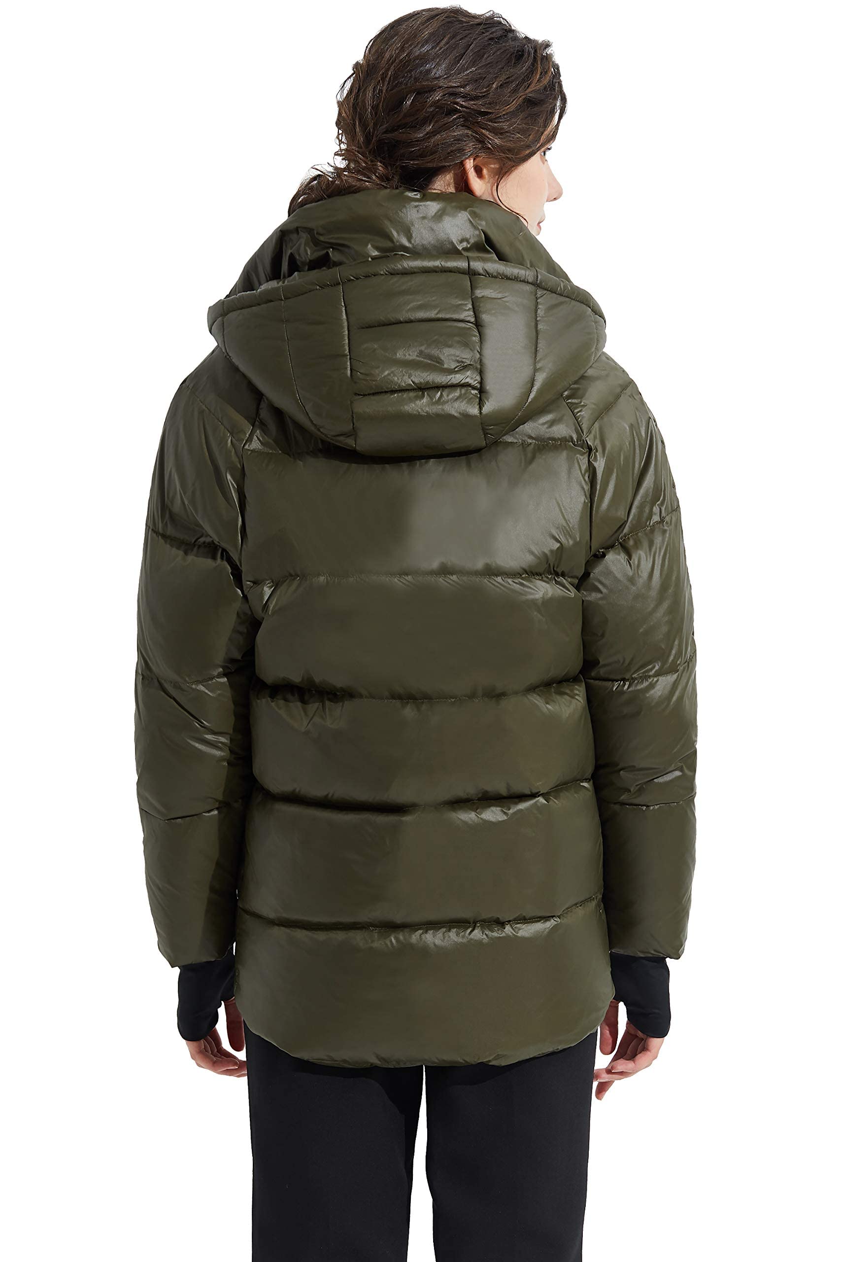 Orolay Women's Lightweight Down Jacket - Winter Cropped Puffer Coat with Hood | Warm Bubble Quilted Design for Cold Weather | Perfect for Outdoor Activities, Commuting & Casual Wear
