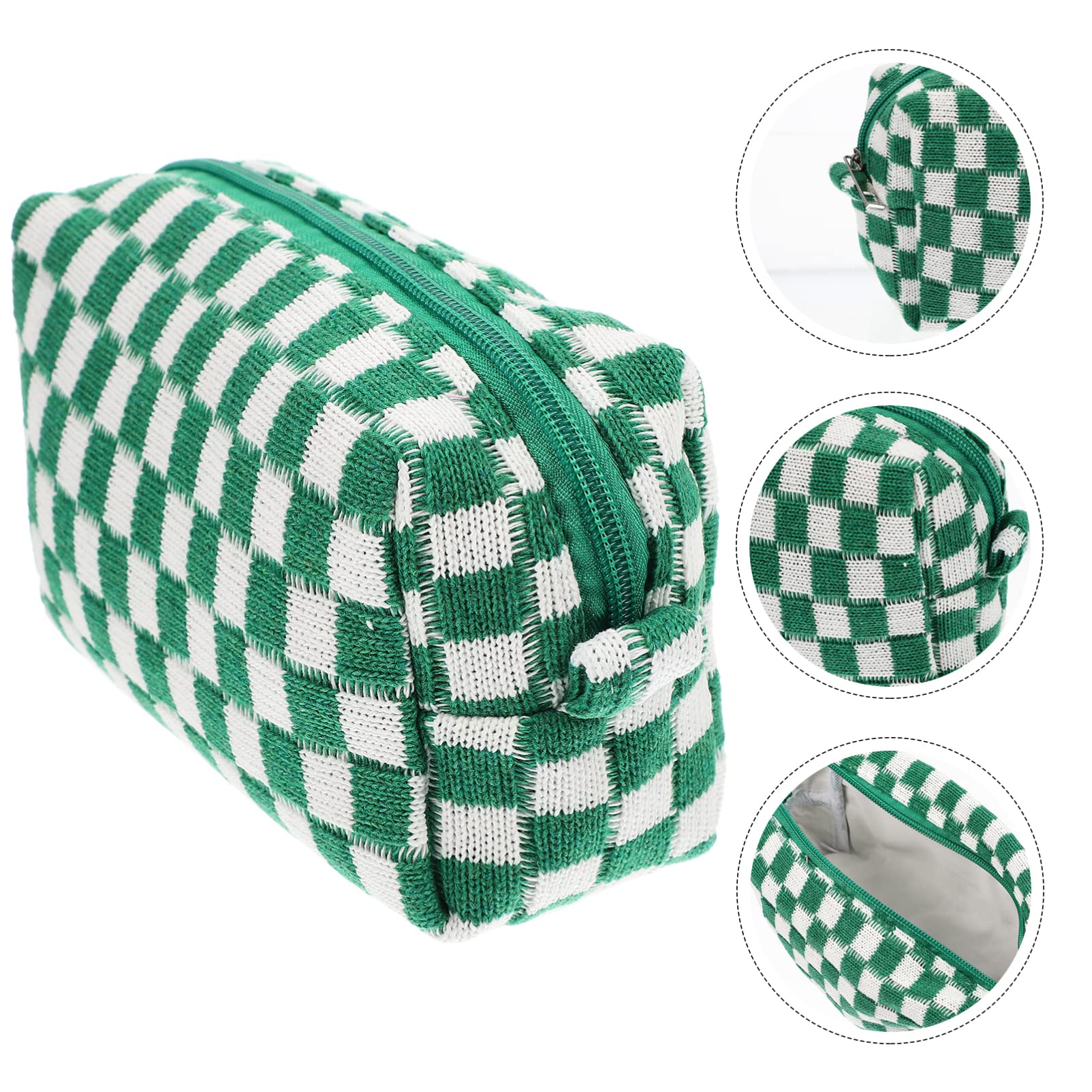 GALPADA Plaid Makeup Bag - Soft Woolen Yarn Zipper Cosmetic Pouch & Travel Toiletry Organizer for Women | Perfect for Daily Use, Travel, Gym & Gift Giving
