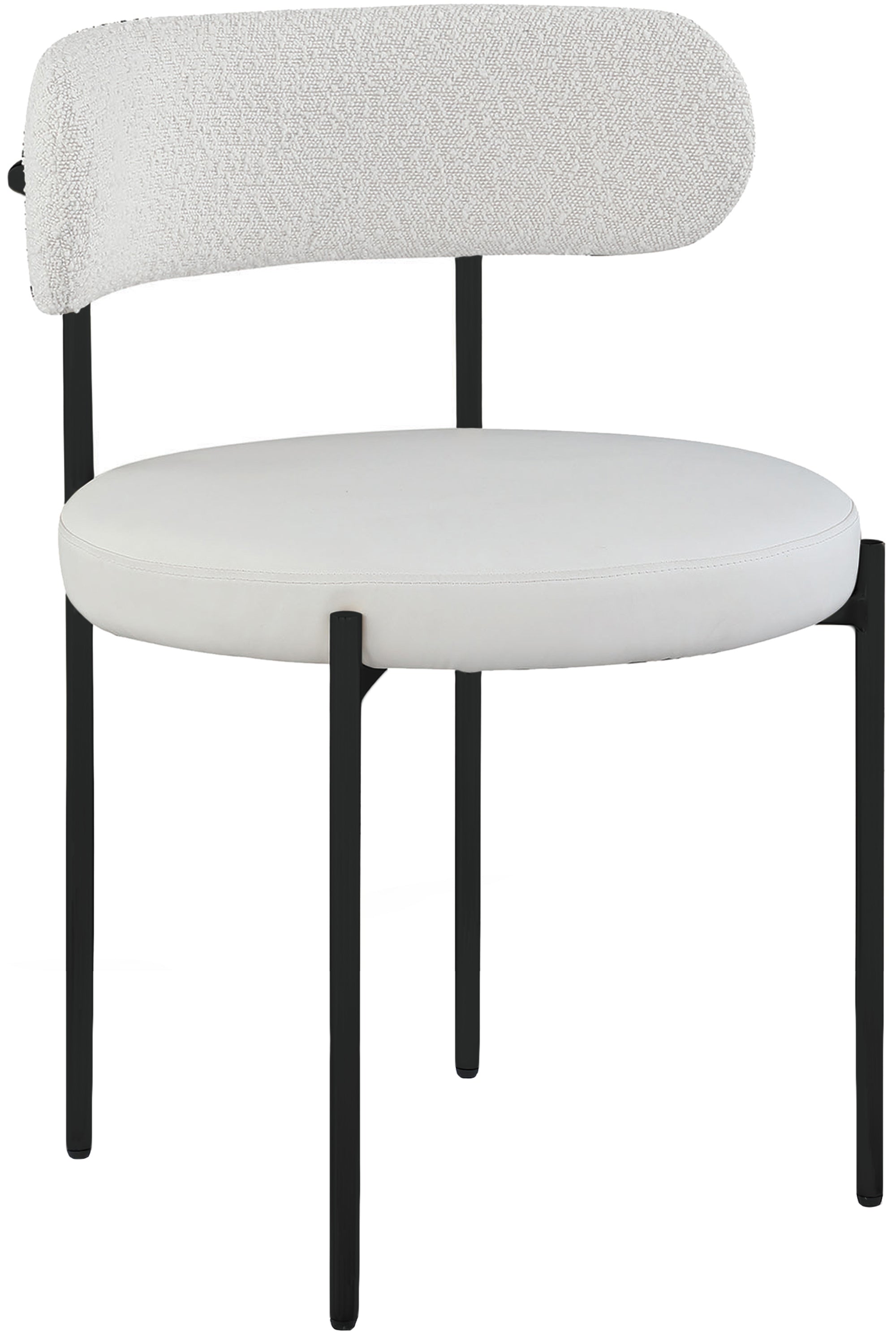 Vegan Leather & Boucle Fabric Dining Chair - Modern Comfort for Home, Office & Restaurant Use