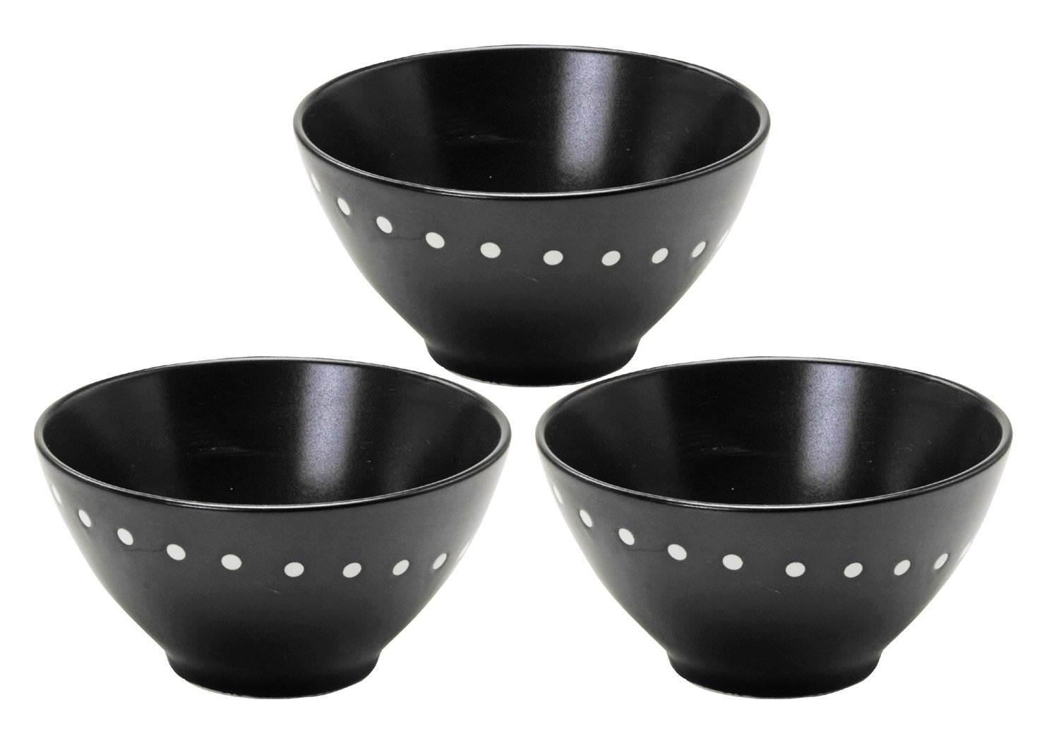 Mino Ware 142353 Small Bowls Set of 3 - Premium Black Poan Ceramic Bowls for Soup, Salad, Rice & Dessert | Elegant Tableware for Dining, Entertaining & Kitchen Storage