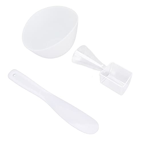 3-Piece Silicone Face Mask Bowl & Spatula Set - Reusable, Washable Skin Care Clay Mask Applicator with Measuring Spoon (Soft, White) - Perfect for DIY Facials, Spa Days & At-Home Beauty Treatments