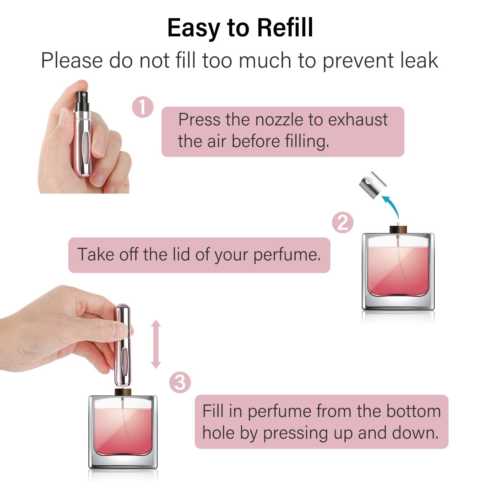 Scholazs 5ml Refillable Perfume Atomizer Bottle - Portable Travel Mini Spray Bottle for Cologne & Fragrance - Leak Proof Empty Perfume Dispenser for Women & Men - Perfect for Airplane Travel, Gym Bag & Purse Essentials
