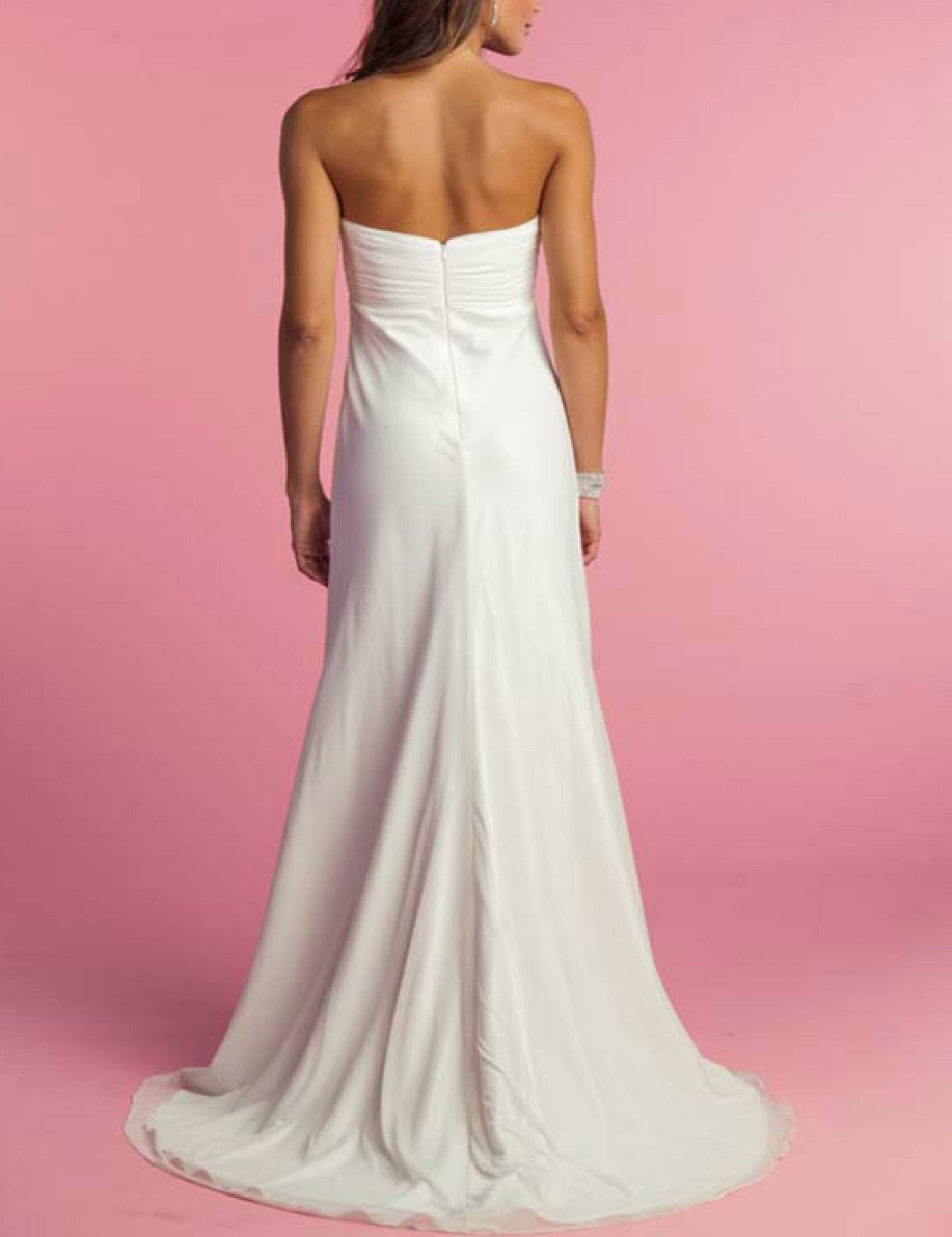 Strapless Chiffon Beach Wedding Dress with High Slit - Elegant Bridal Gown for Women (WD009) | Perfect for Beach Ceremonies, Destination Weddings & Summer Bridal Fashion