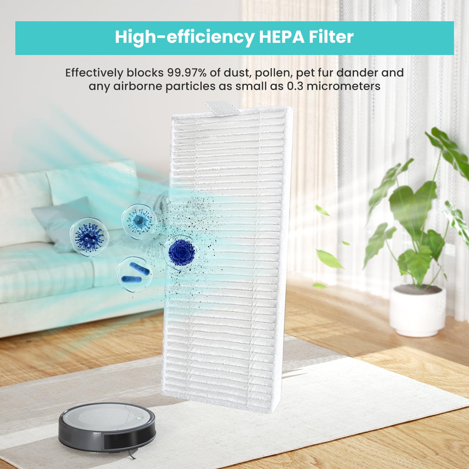 Lefant M310 Robot Vacuum Cleaner 4-Pack HEPA Filter Replacement Accessories - Compatible with Lefant M310 Model - Perfect for Pet Hair, Allergies & Home Cleaning