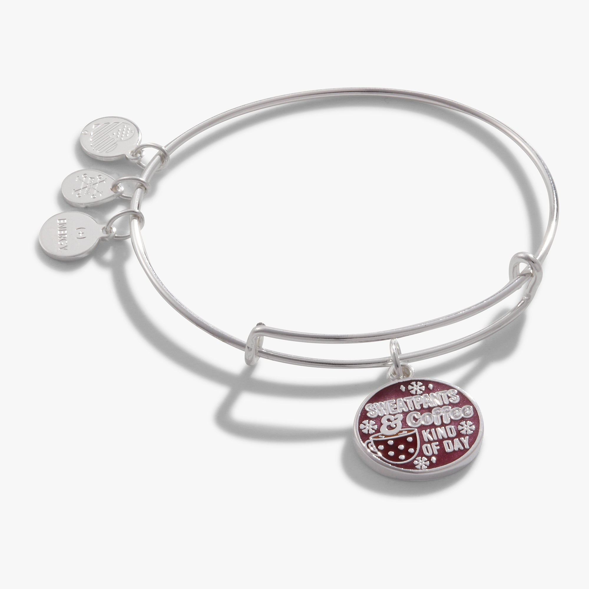 Charm Bangle Bracelet with 'Sweatpants + Coffee Kind of Day' Engraving - Perfect for Casual Wear, Relaxing Days & Coffee Lovers