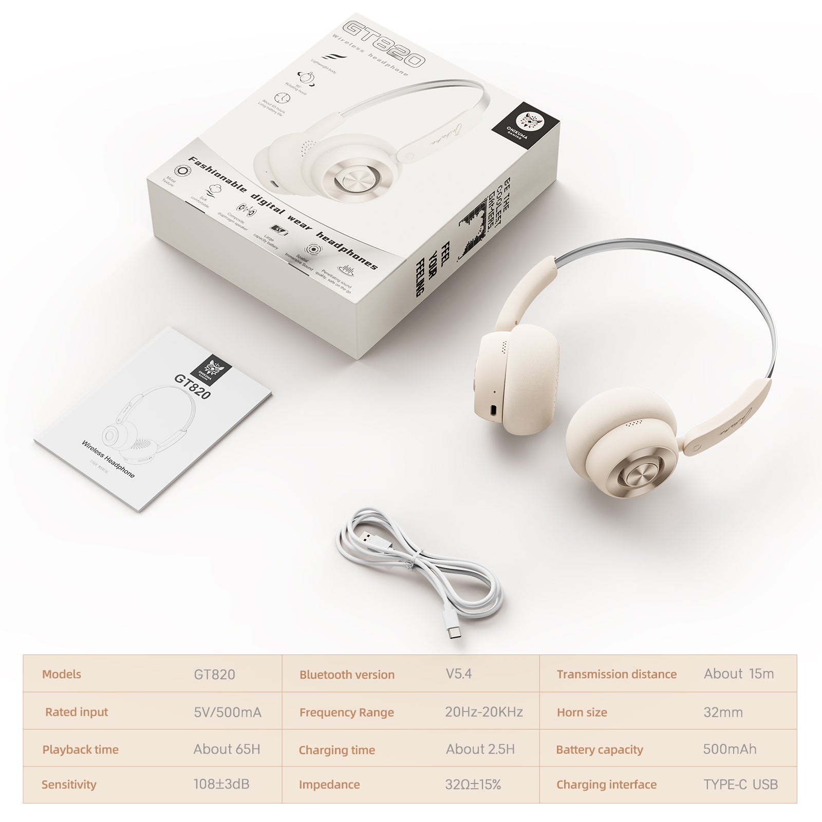 ONIKUMA GT820 Wireless Bluetooth Headphones - Lightweight Over-Ear Gaming Headset with Mic for PC, PS5, Xbox - Perfect for Gaming, Music & Online Classes