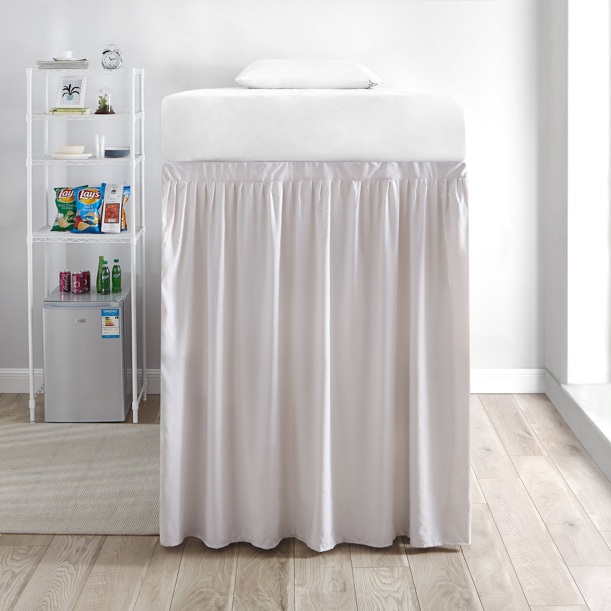 Extended Bed Skirt Twin XL (3 Panel Set) - Jet Stream - Perfect for Dorm Rooms, Guest Beds & Modern Bedroom Decor