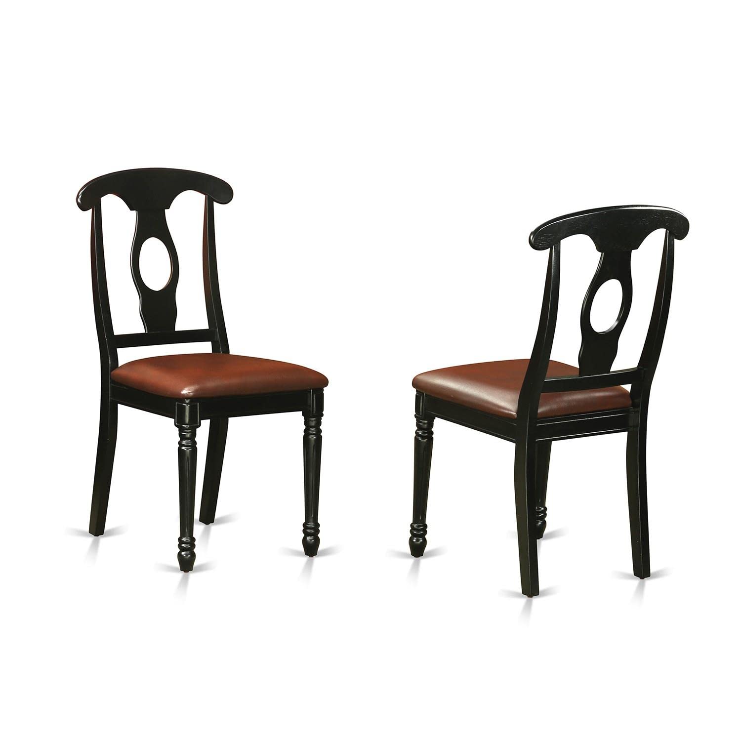 East West Furniture DLKE3-BLK-LC 3-Piece Round Kitchen Dining Set with Drop Leaf Table & 2 Faux Leather Chairs, 42x42 Inch, Black - Perfect for Small Spaces, Breakfast Nooks, and Cozy Apartments