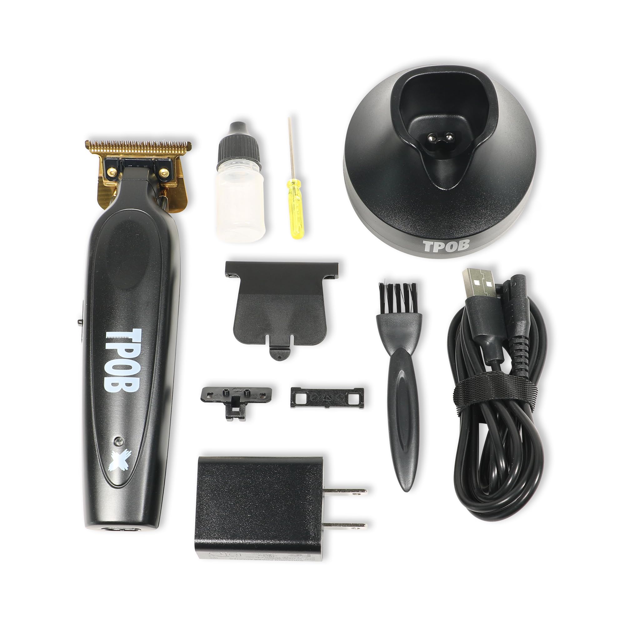 TPOB Black X Trimmer for Men - Cordless Hair Clipper with Charging Stand & Travel Case - Perfect for Home, Travel, and Professional Grooming