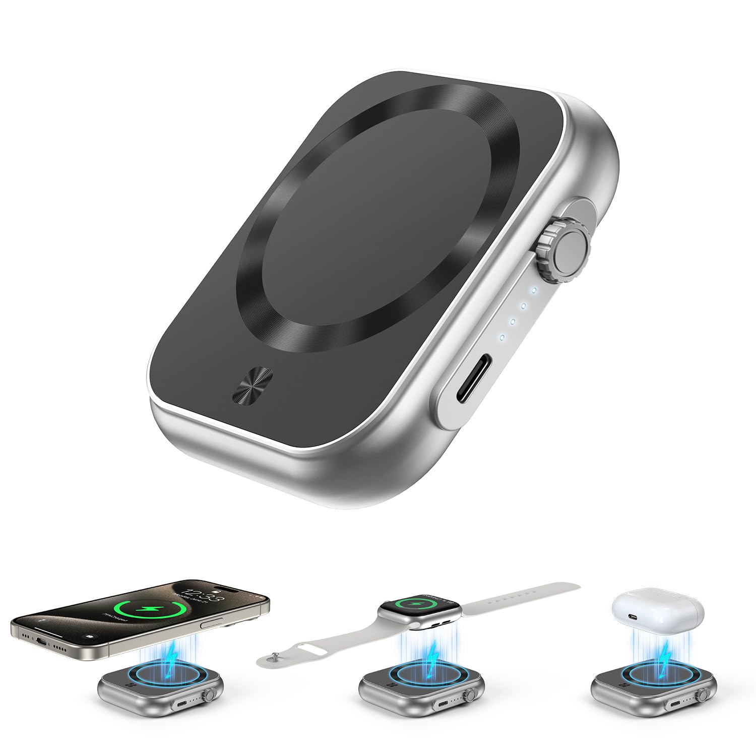 Magnetic Portable Charger 5000mAh - Magsafe Power Bank with 22.5W Fast Charging | Wireless Charger for iPhone 15/14/13/12, Apple Watch Series & AirPods | Perfect for Travel, Outdoor & Daily Use