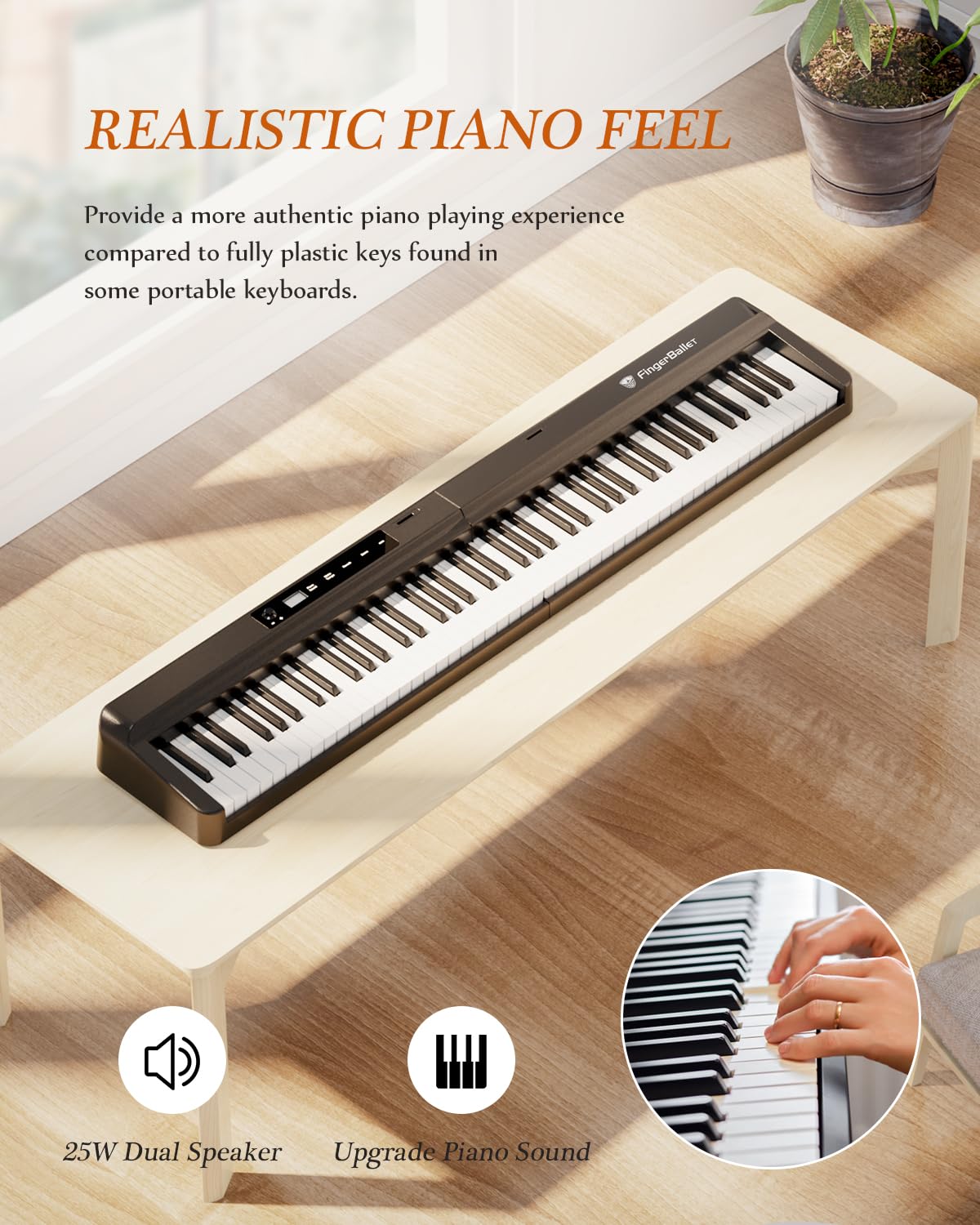 2024 New FingerBallet 88-Key Folding Digital Piano Keyboard - Full Size Semi-Weighted Portable Piano with Bluetooth & MIDI - Perfect for Adults, Kids & Beginners - Home, Studio & Travel Use