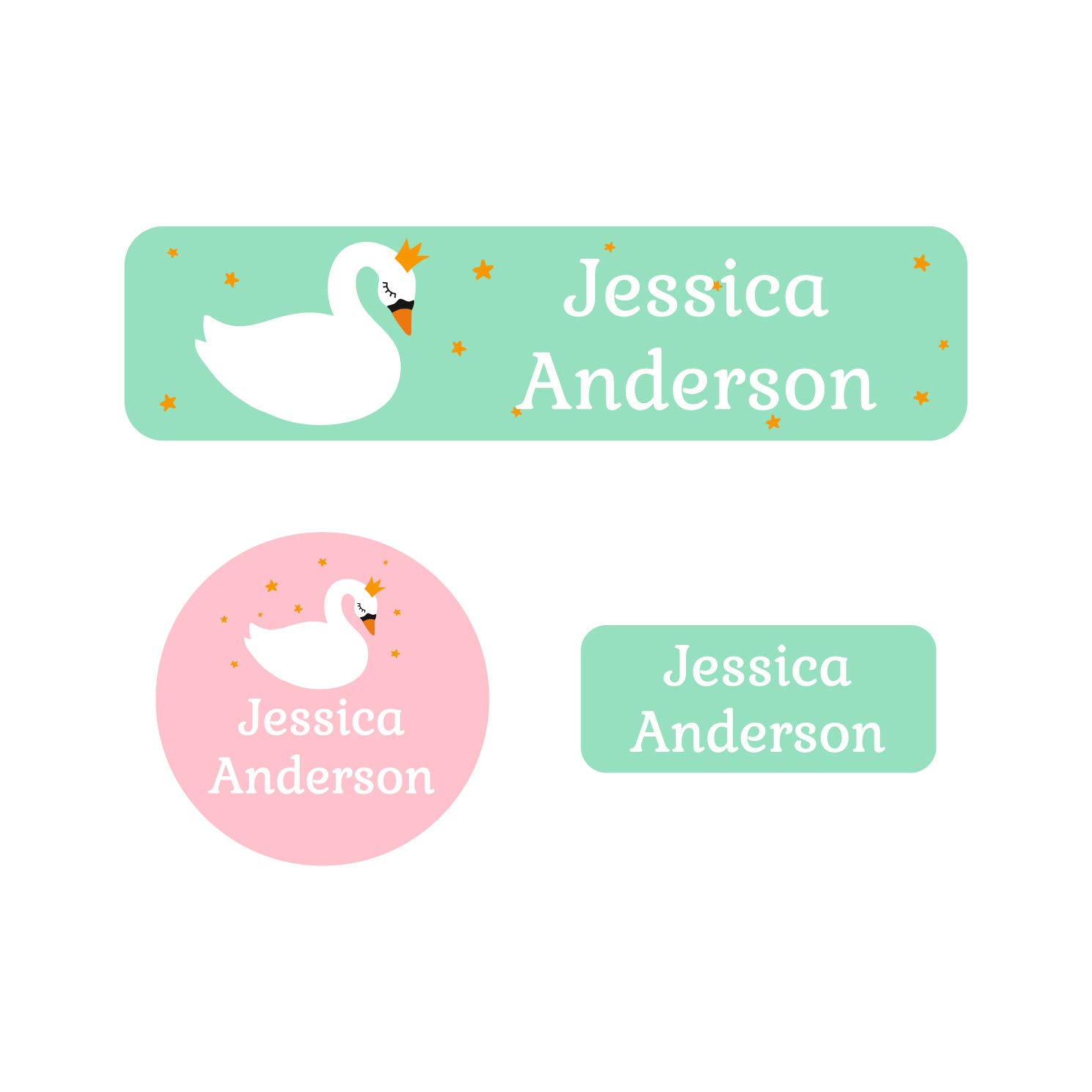 Name Bubbles Swan Starter Labels Pack (90 Pack) - Durable Waterproof Personalized Name Labels for Daycare, School, Camp, Travel - Perfect for Baby Bottles, Clothes, Lunch Boxes, Cups & School Supplies - Ideal for Organizing Kids' Belongings & Preventing Lost Items