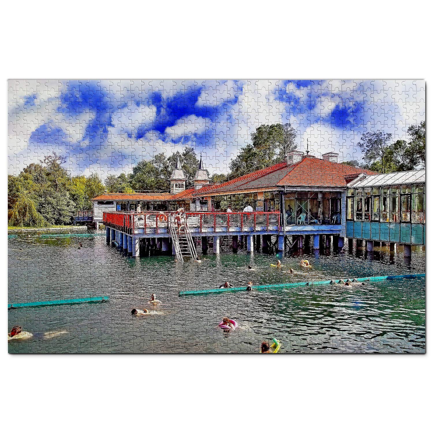 1000 Piece Hungary Thermal Lake of Heviz Jigsaw Puzzle - Wooden Travel Souvenir & Home Decor for Adults & Teens | Perfect for Relaxation, Stress Relief & Family Game Nights