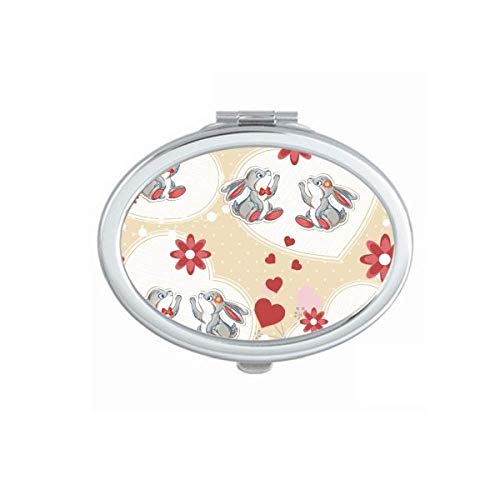 DIYthinker Cute Grey Rabbit Valentine's Day Mirror - Portable Folding Double-Sided Makeup Mirror with Stand (Perfect for Travel, Home Vanity & Gift Giving)