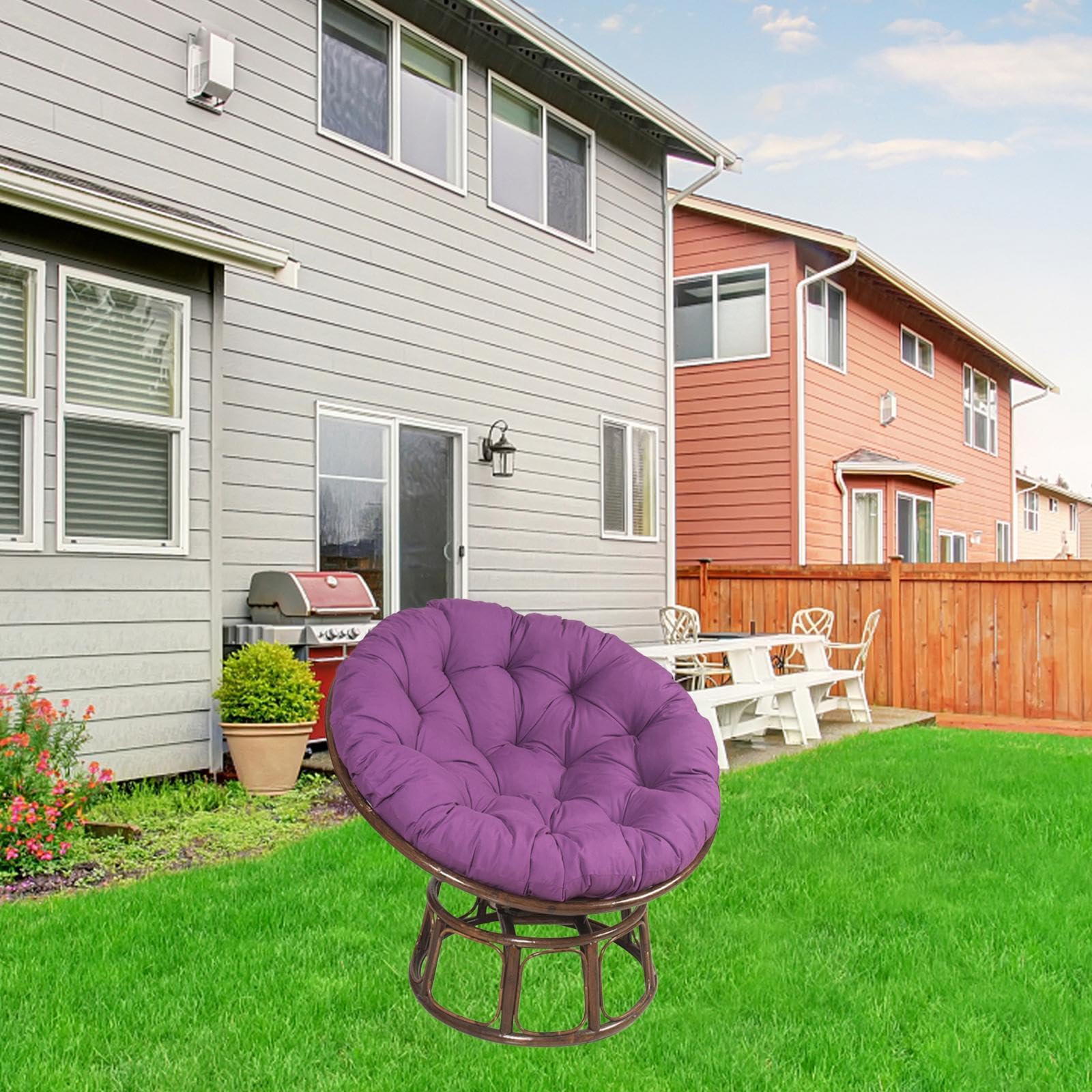 Comfy Round Hammock Chair Cushion - Soft Hanging Egg Chair Pad for Porch Swings, Garden & Office - Purple Outdoor Lounge Accessory | Perfect for Relaxing, Reading & Sunbathing