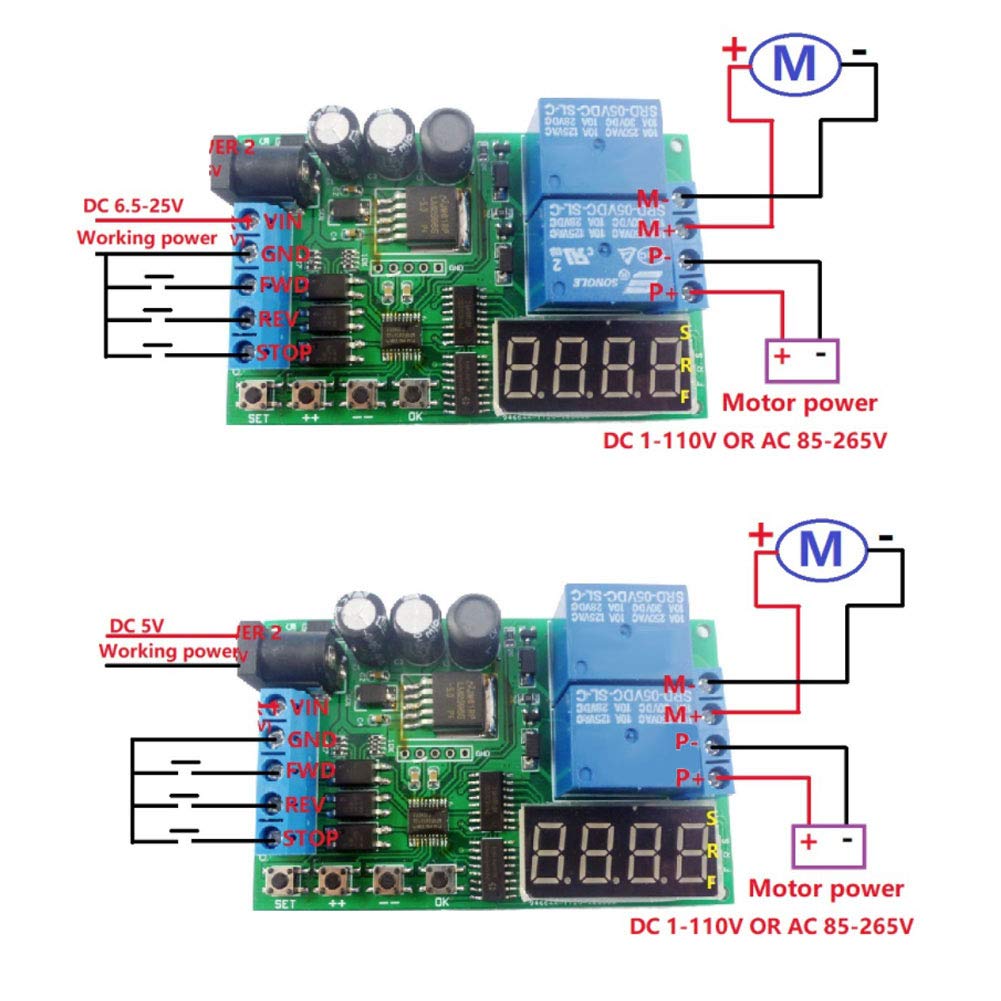 5V-24V DC Motor Controller Board with Forward/Reverse, Timing Delay & LED Indicator - Perfect for Robotics, DIY Projects, and Industrial Automation
