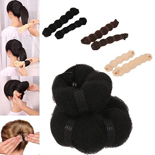 DYOMNIZY Hair Bun Maker - Magic Hair Donut Ring for Easy Styling, Curling & Updos (Black) | Perfect for Parties, Weddings & Everyday Hairstyles