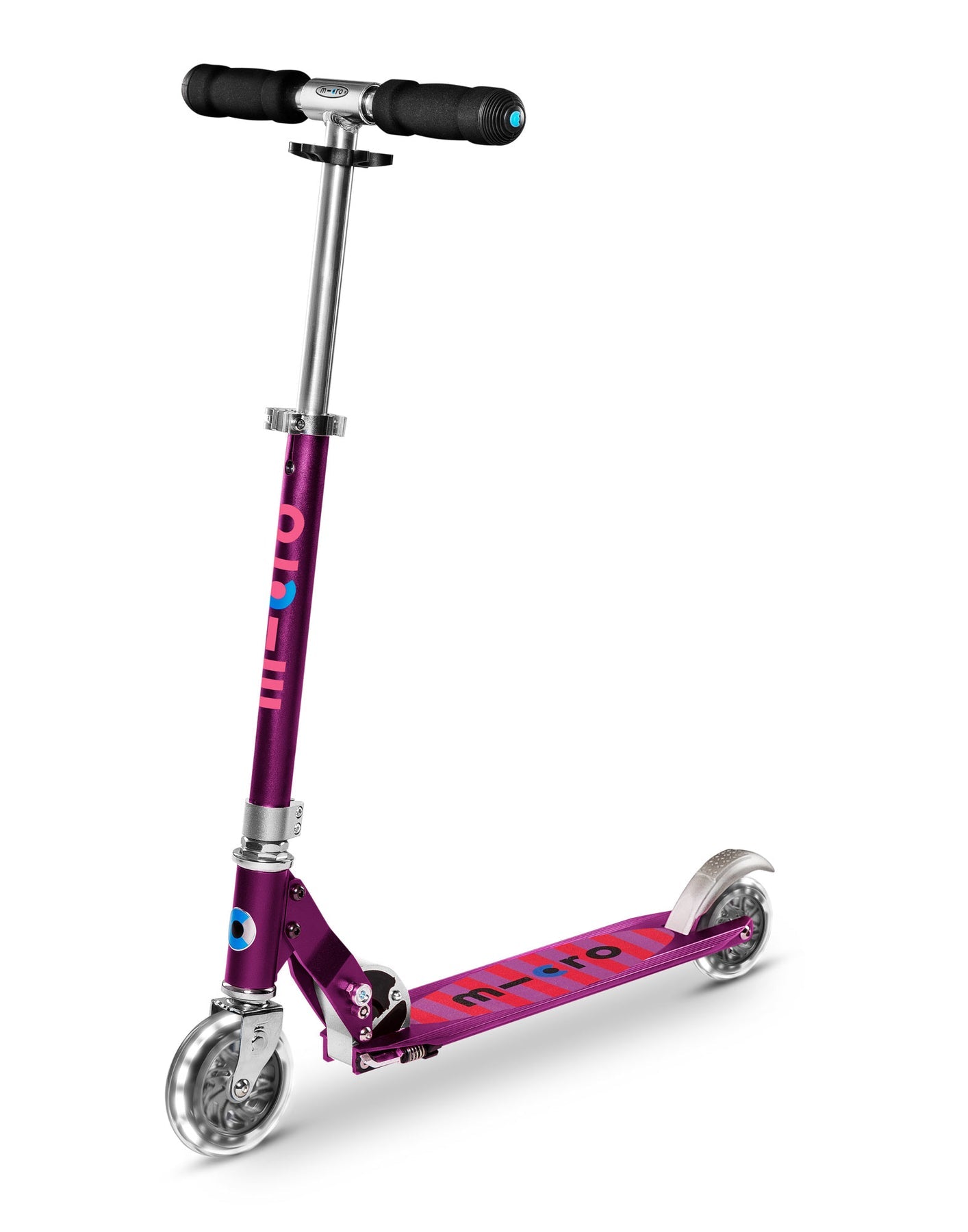 Micro Sprite Kids LED Scooter with Purple Stripe - Light Up Electric Scooter for Boys & Girls Ages 6-12 - Perfect for Commuting, Neighborhood Rides & Outdoor Fun