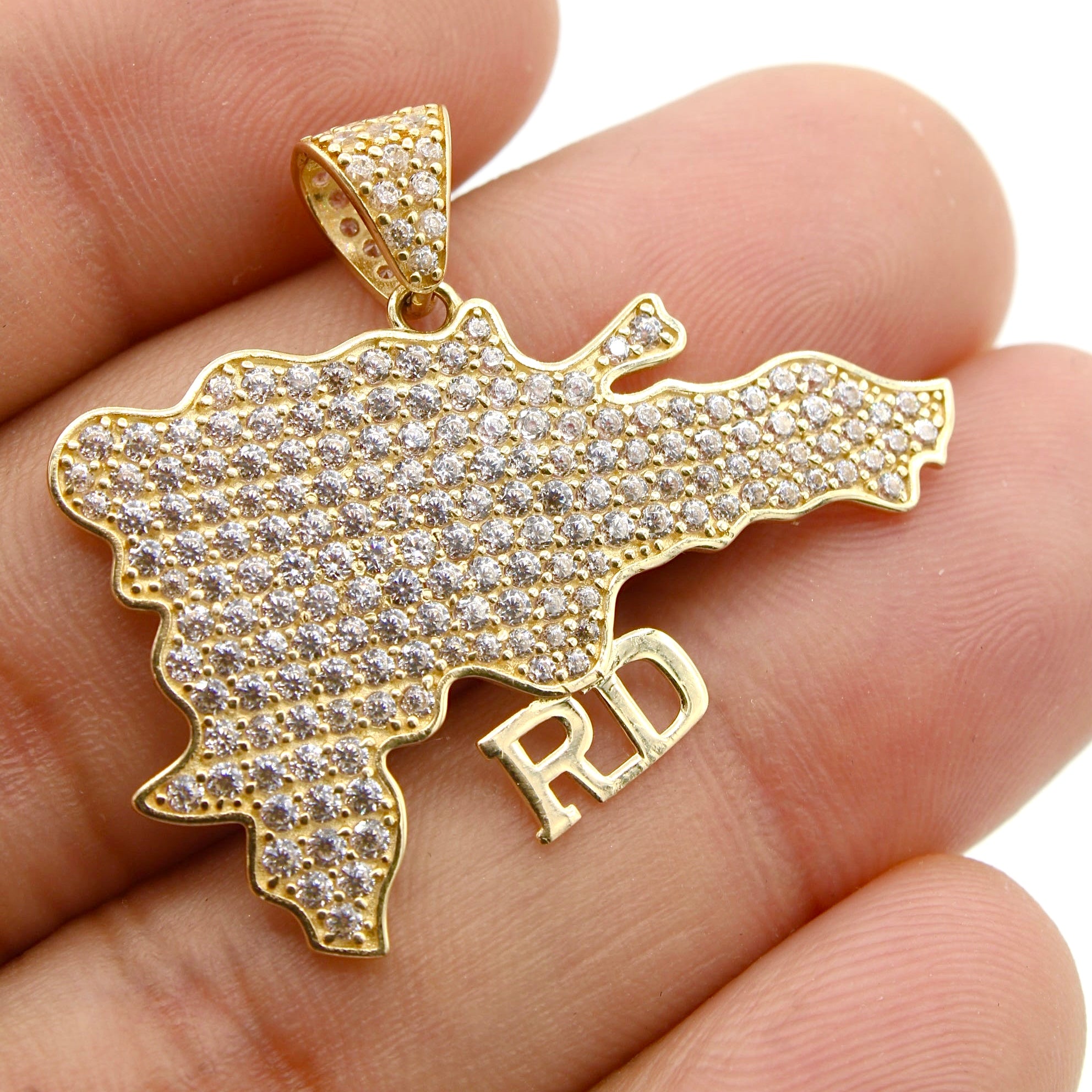 14K Gold Dominican Republic Map Pendant Necklace - JTJ™ Jewelry for Travel Lovers & Patriotic Gifts