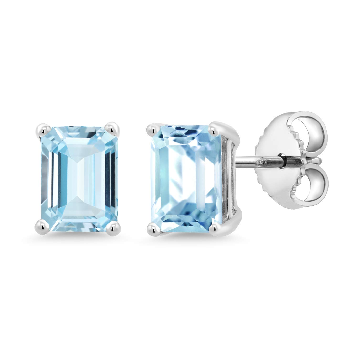 Gem Stone King 7X5MM Emerald Cut Gemstone Birthstone Stud Earrings for Women & Men | 925 Sterling Silver Fine Jewelry | Perfect Gift for Her, Mom, Wife, Girlfriend | Birthday, Anniversary, Valentine's Day Gift Idea
